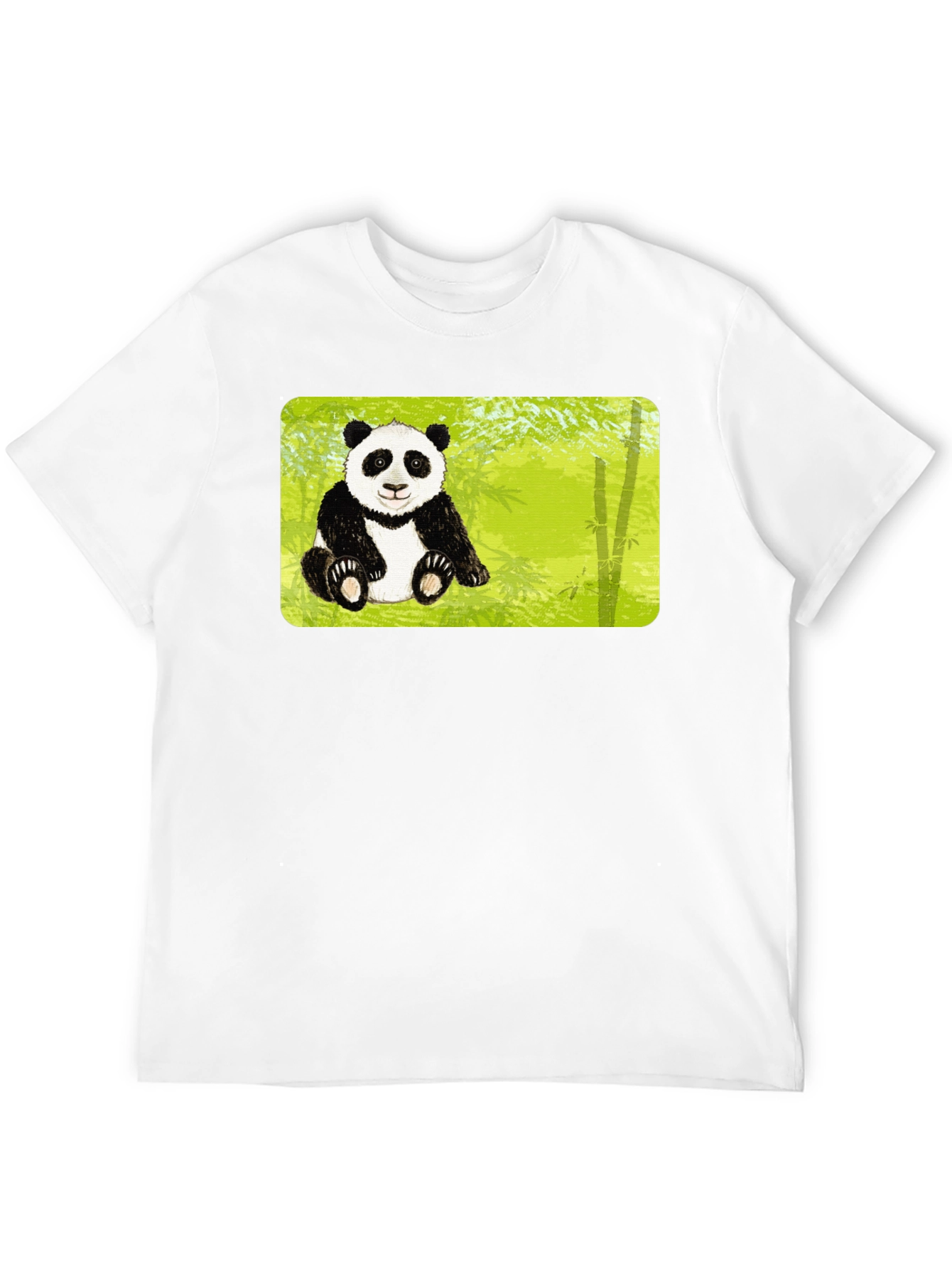 Black Cute Panda Bear Bamboo Forest Black T-Shirt view 12