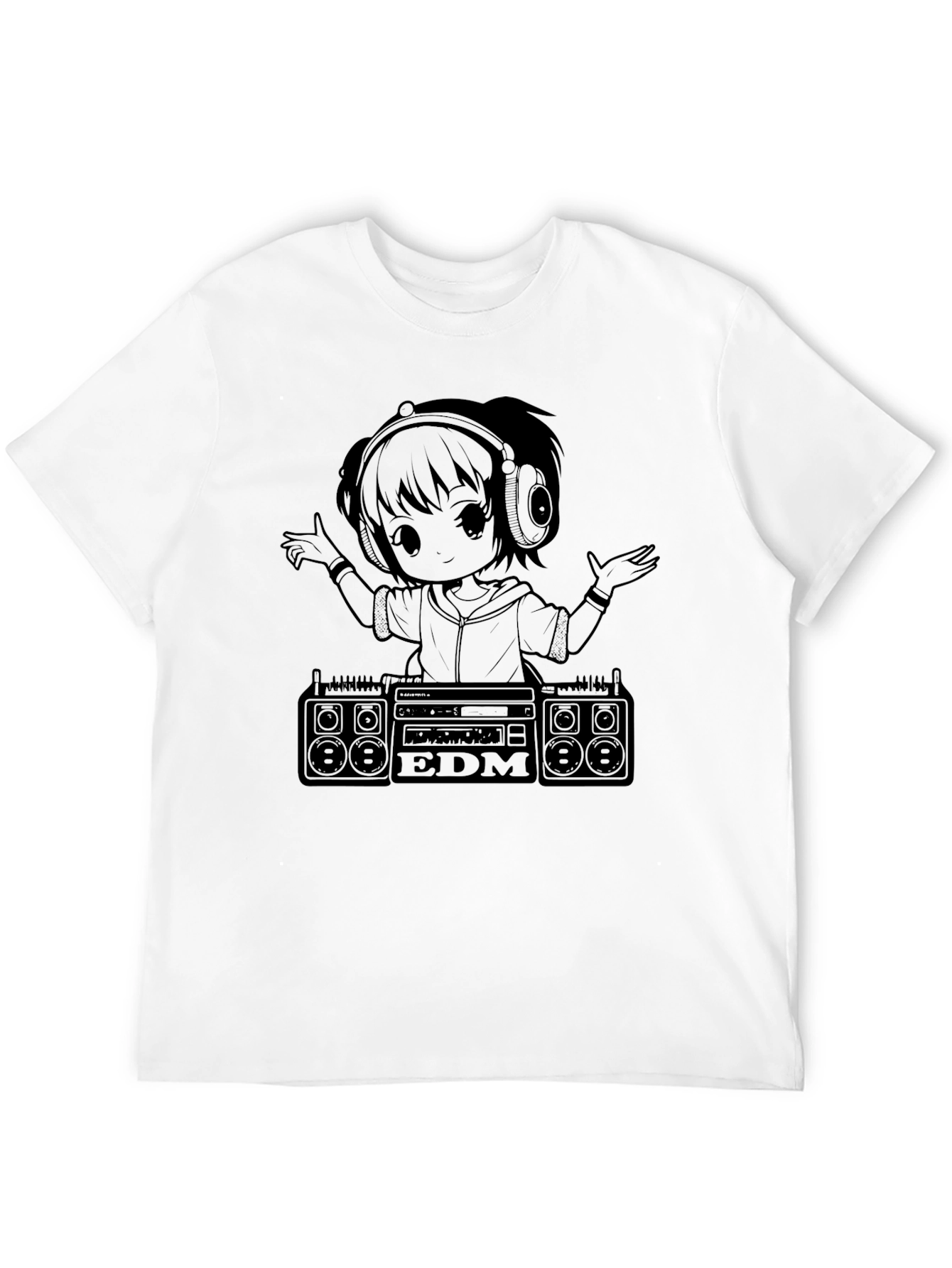 Black EDM Anime Girl DJ Black T-Shirt view 12