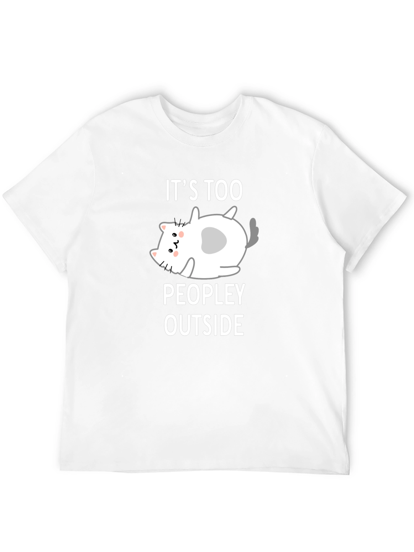 Black Funny Cat Lover T-Shirt - It's Too Peopley Outside view 12