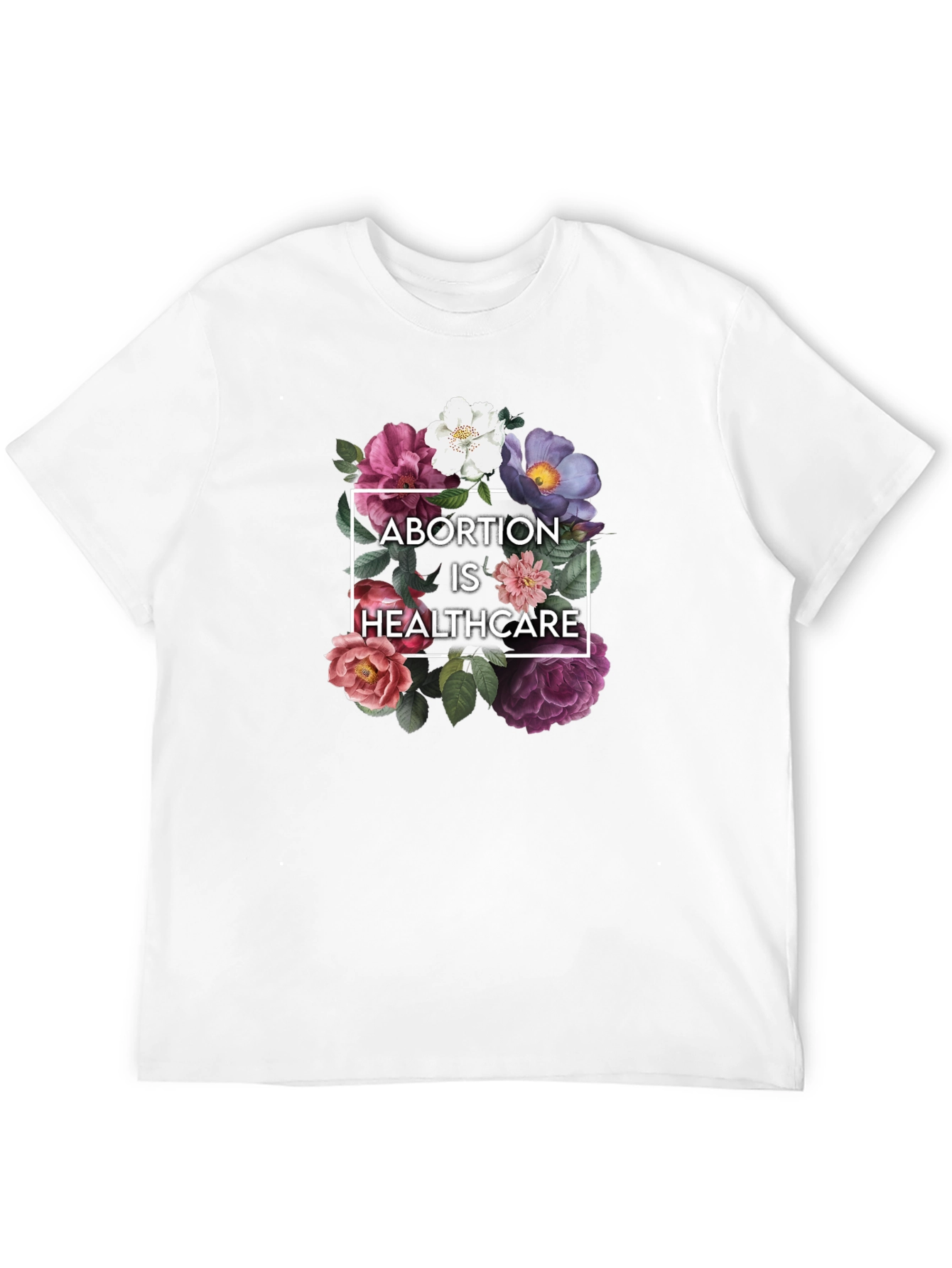Black Floral Abortion is Healthcare Black T-Shirt view 12