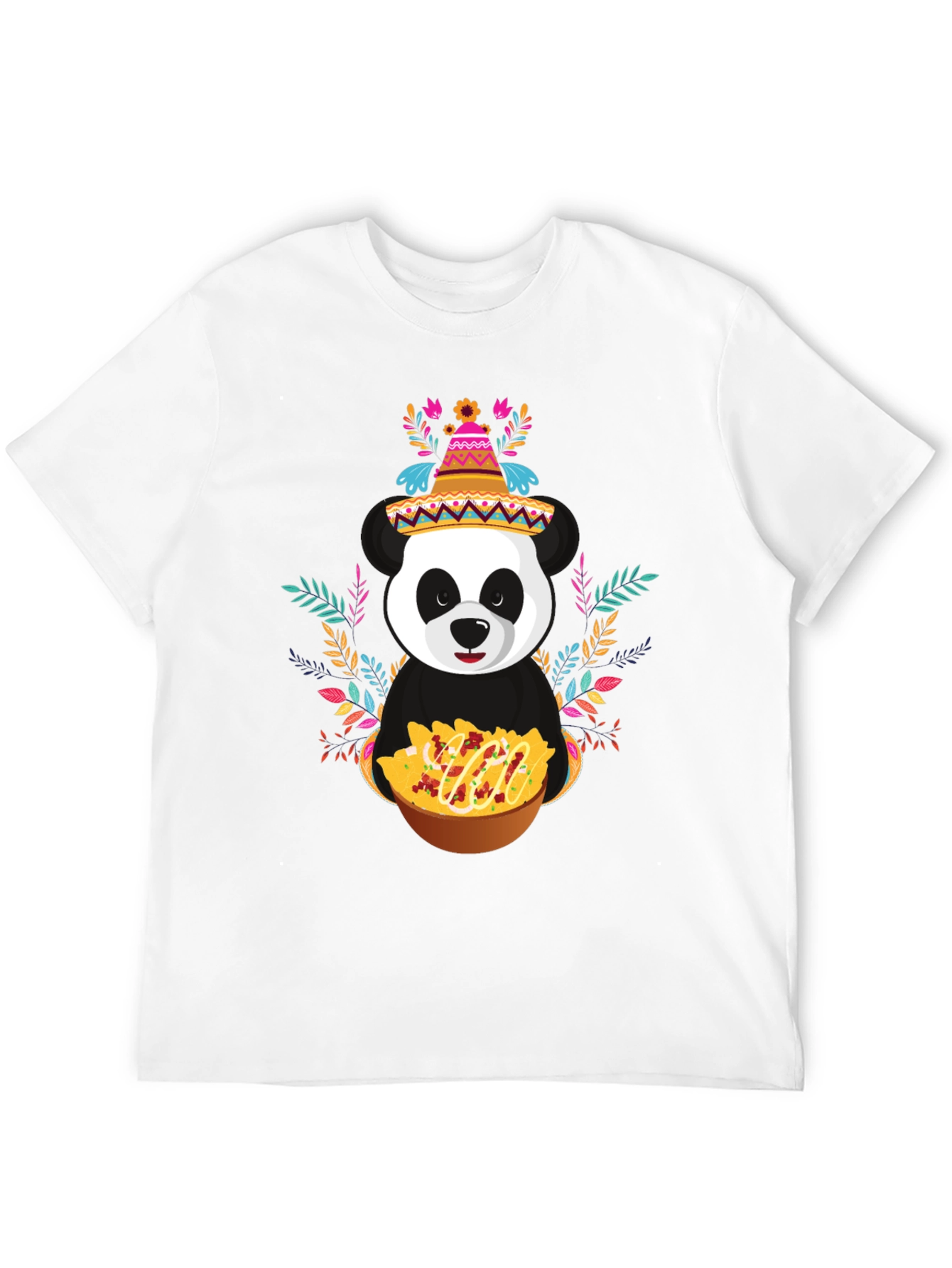 Black Panda Fiesta T-Shirt - Nachos, Sombrero, Colorful view 12