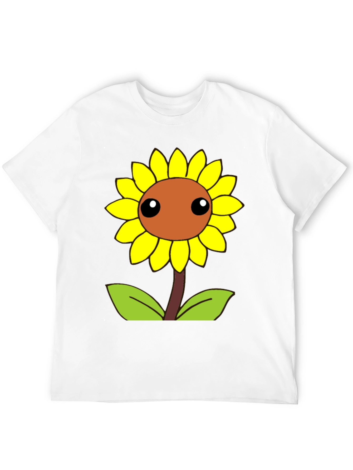Black Cute Cartoon Sunflower Graphic Black T-Shirt view 12