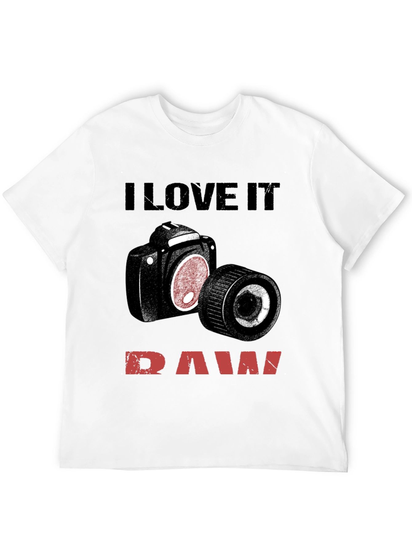 Black I Love It Raw Camera T-Shirt view 12