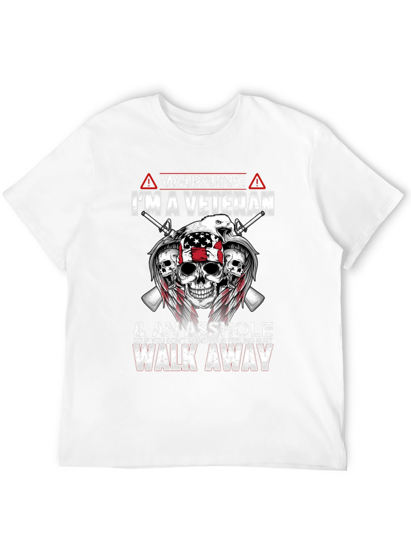 Black Warning Veteran Graphic Tee - Black view 12