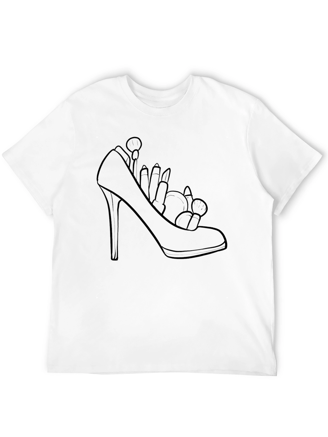 Black High Heel Shoe Makeup T-Shirt view 12