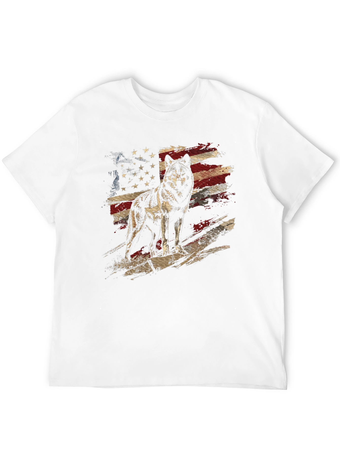 Black Wolf American Flag Graphic Tee - Patriotic Style view 12
