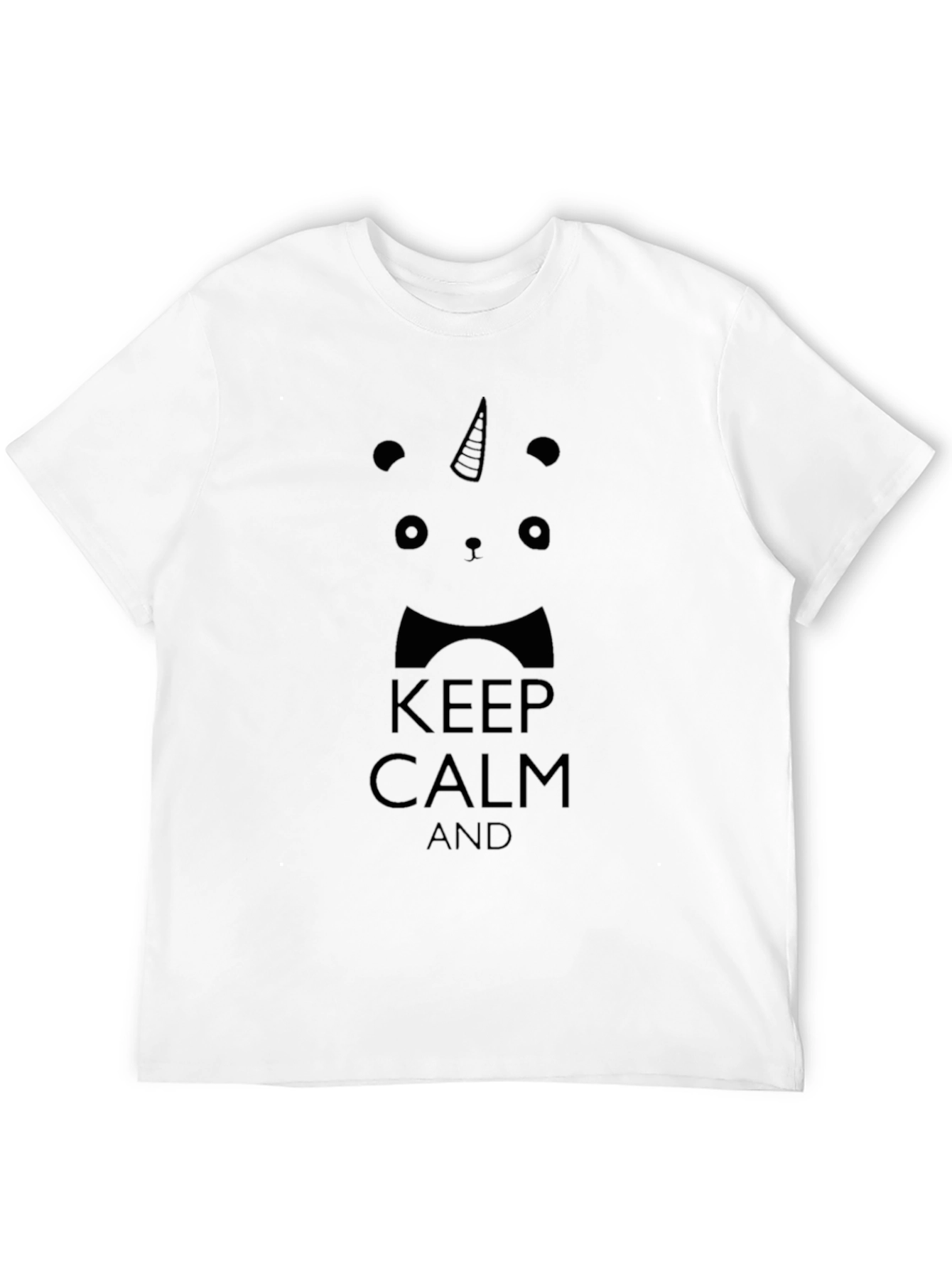 Black Keep Calm Panda Unicorn Black T-Shirt view 12