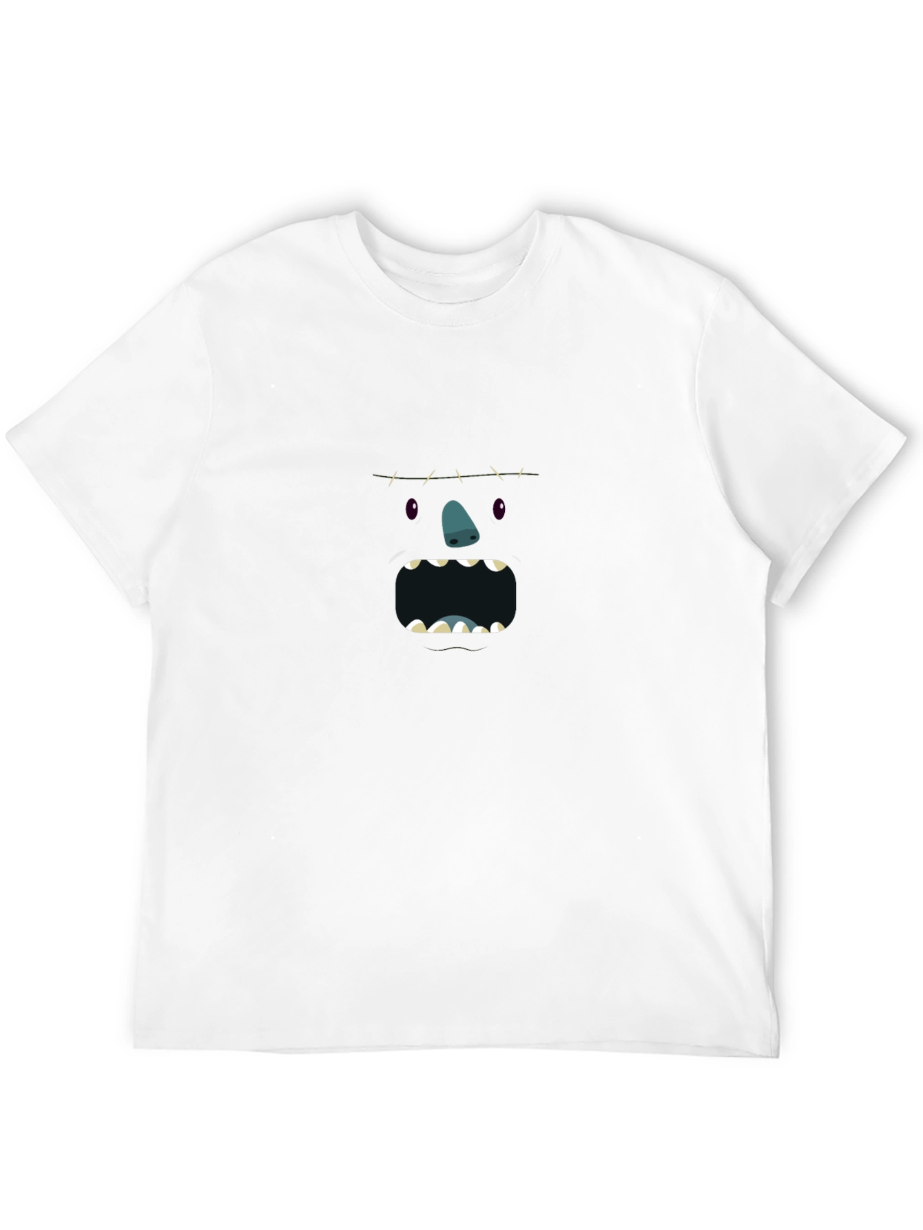 Black Monster Face Graphic Tee - Black Cotton T-Shirt view 12