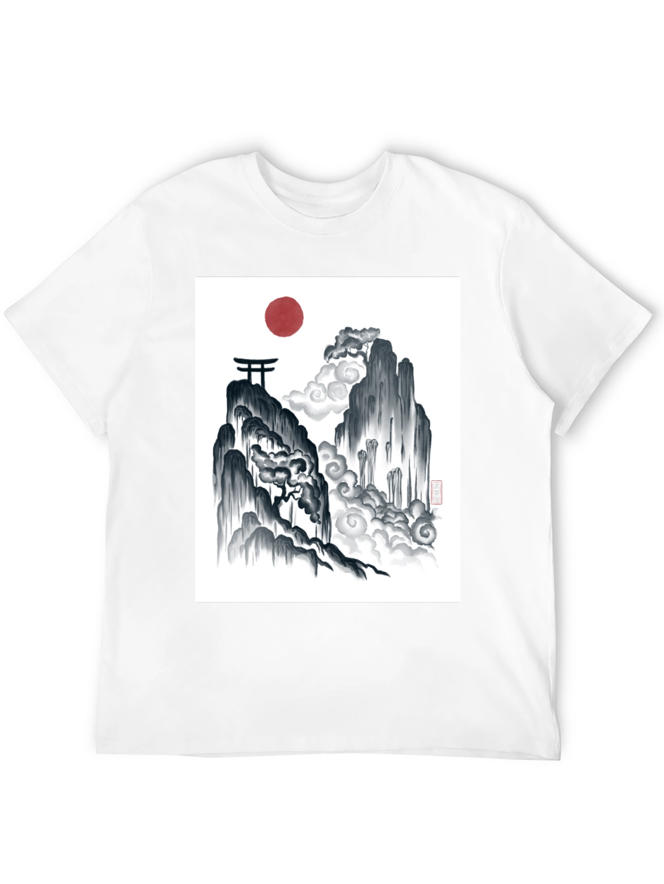 Black Zen Mountain Graphic Tee - Black Cotton Blend view 12