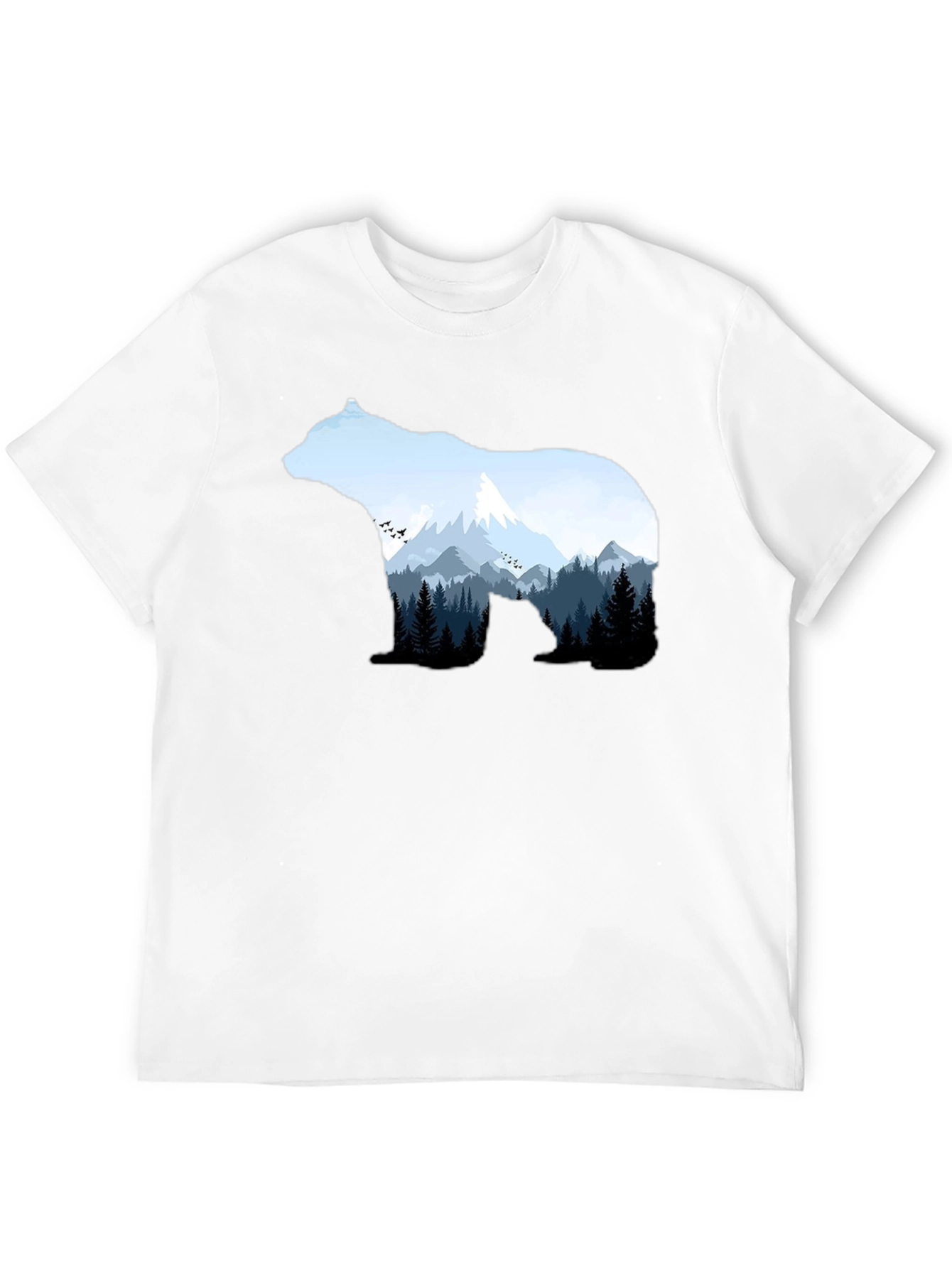 Black Nature Bear Graphic Tee - Black Crew Neck T-Shirt view 12