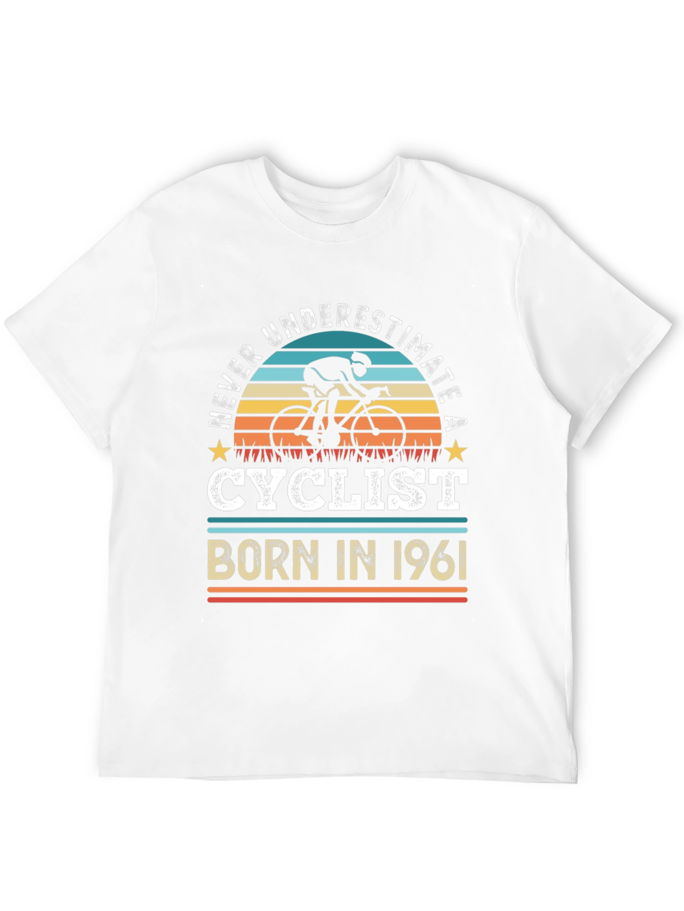 Black Never Underestimate a Cyclist Born in 1961 T-Shirt view 12