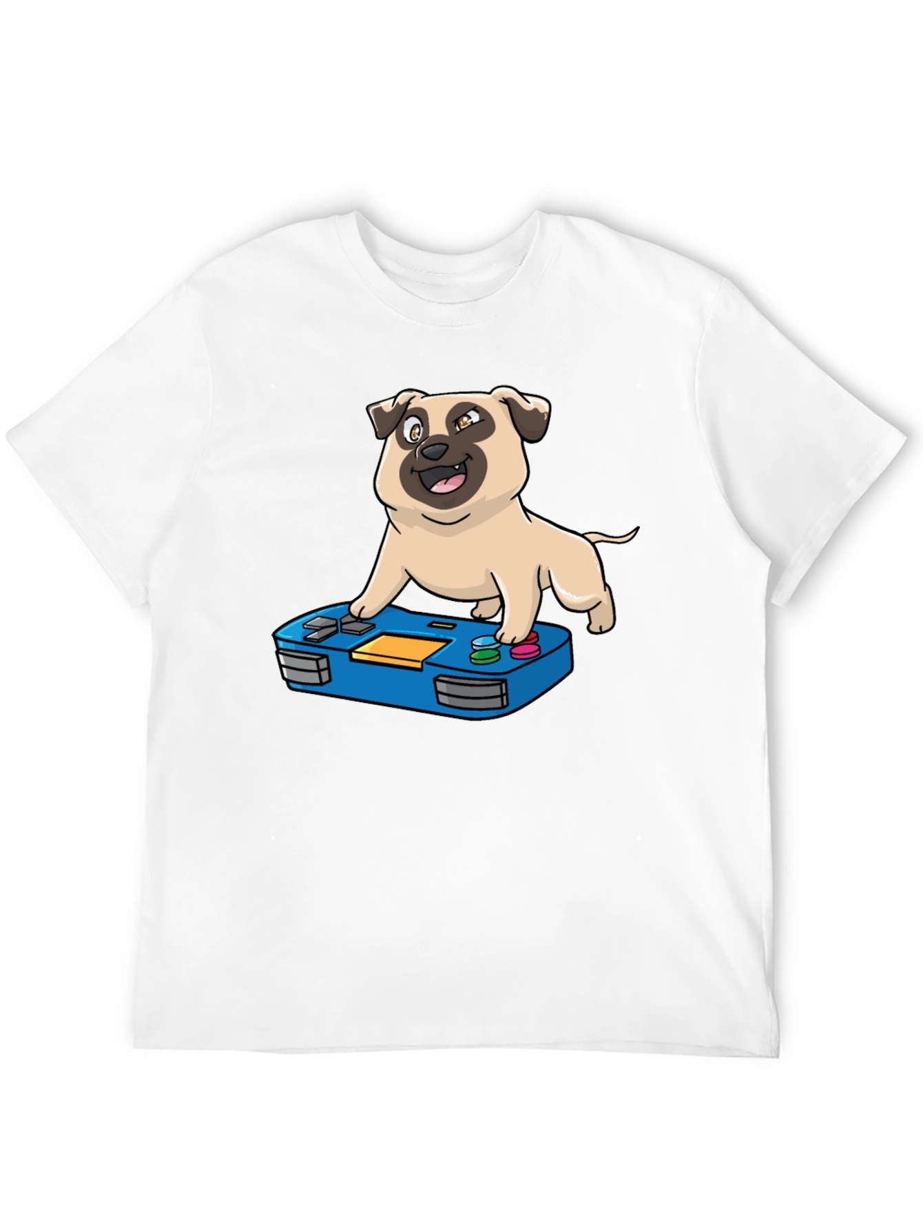 Black Gamer Pug Graphic T-Shirt - Black view 12