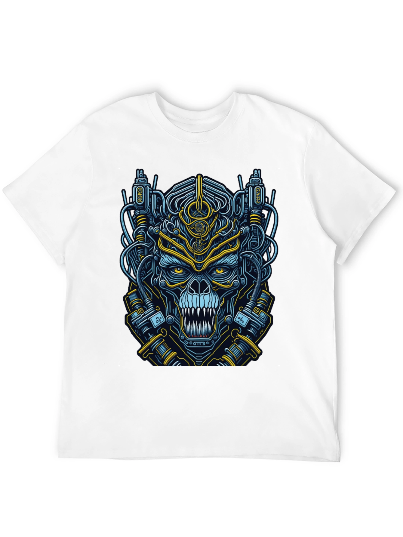 Black Cyberpunk Skull Graphic T-Shirt - Men's Black Tee view 12