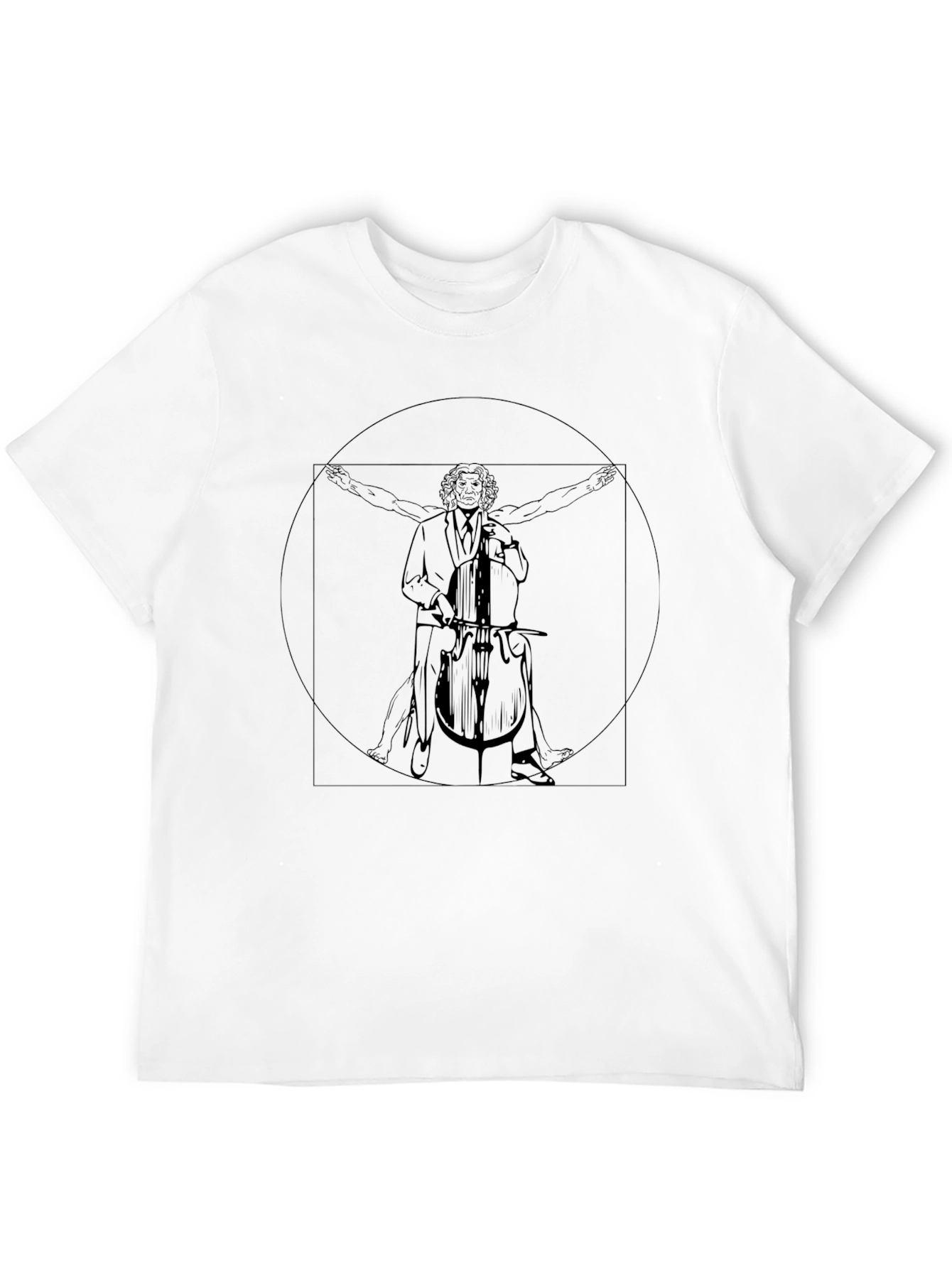Black Vitruvian Cello Man Black T-Shirt view 12