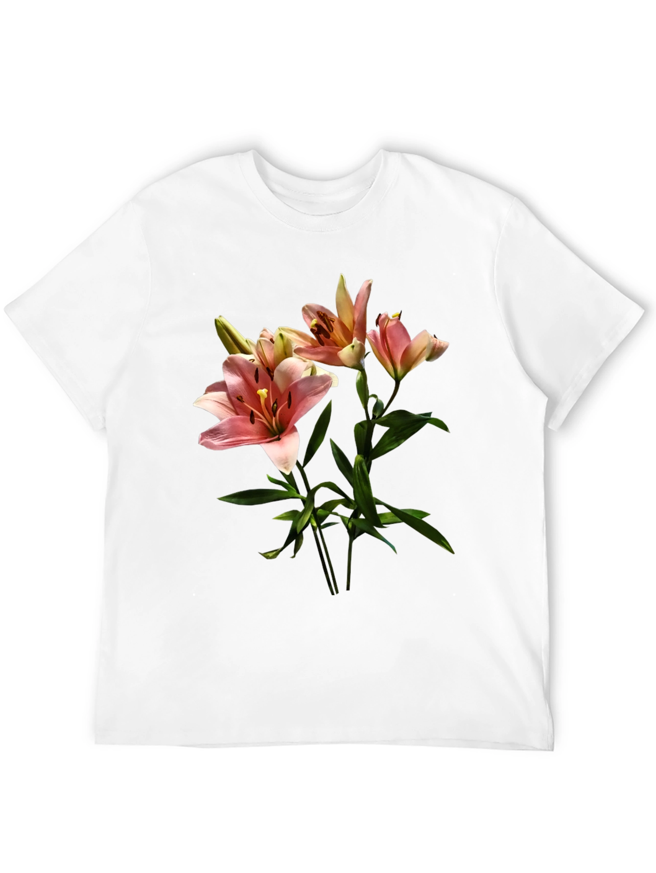 Black Floral Lily Print Black T-Shirt view 12