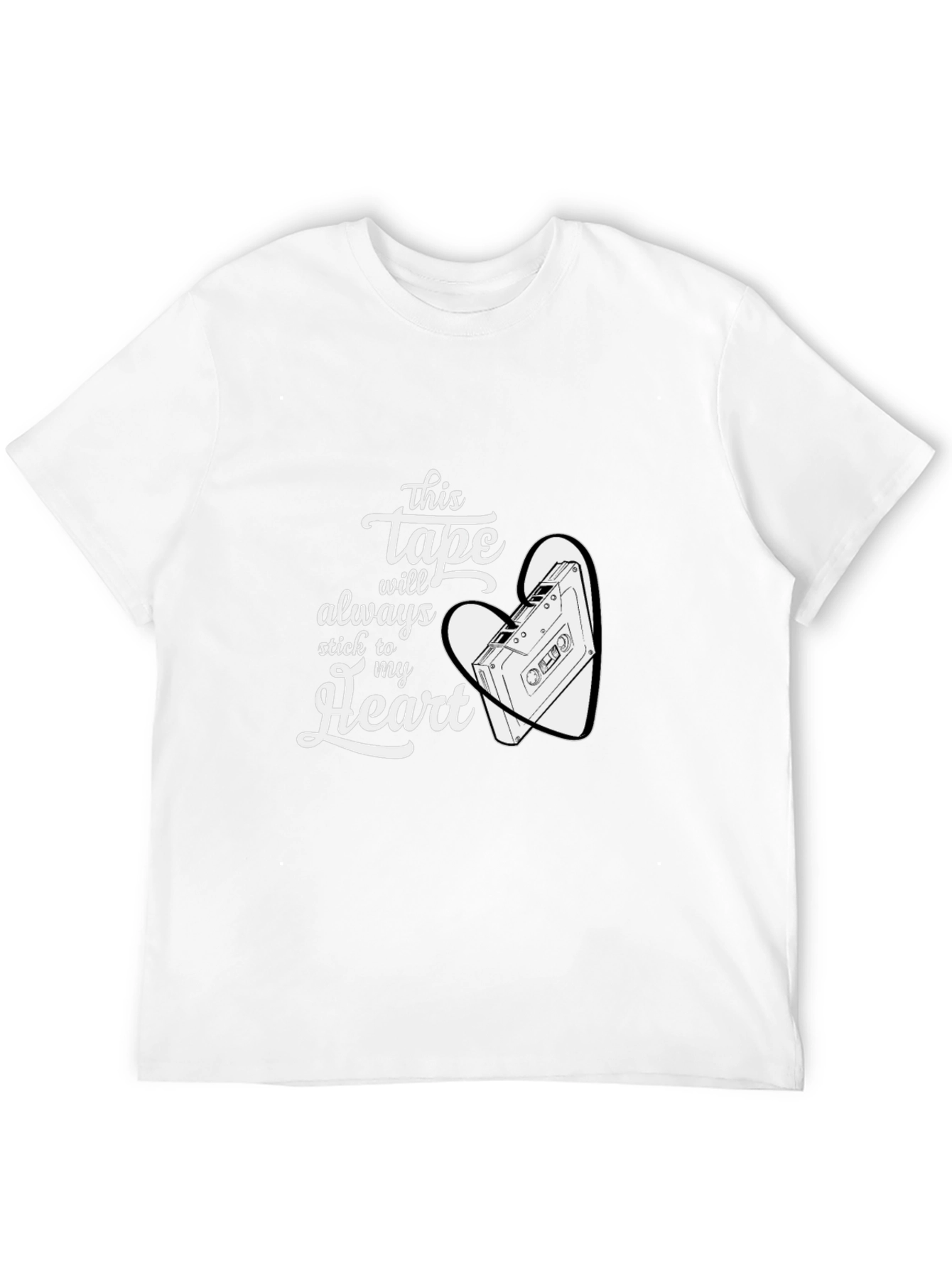 Black Retro Cassette Tape Heart T-Shirt view 12