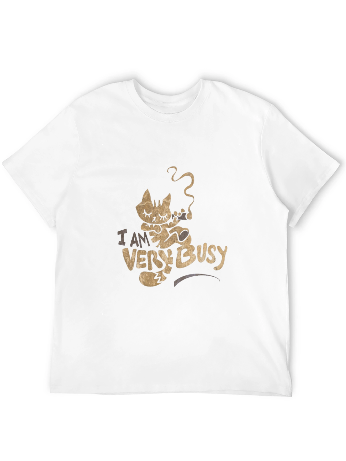 Black I Am Very Busy Cat T-Shirt - Relaxed & Stylish view 12
