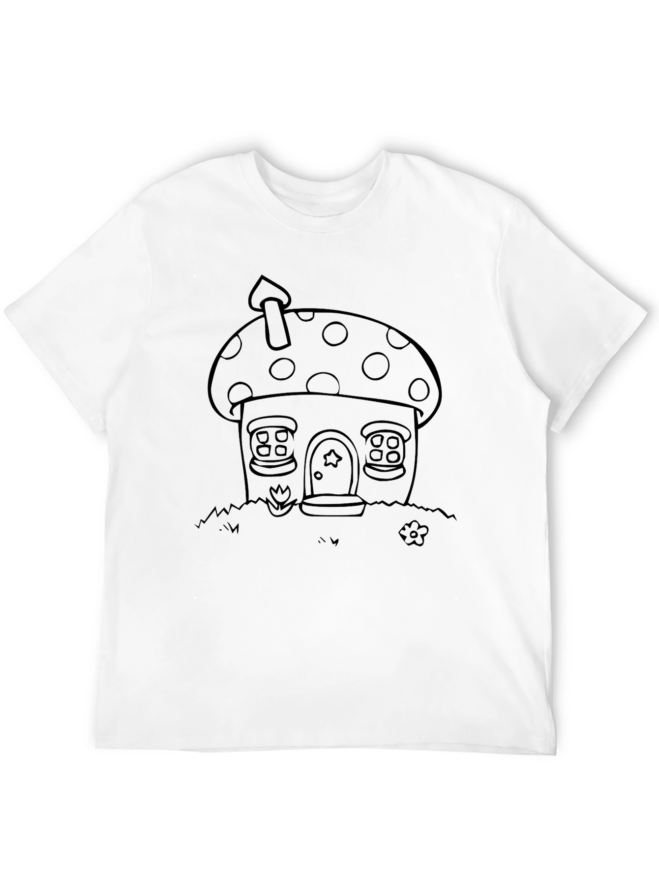 Black Mushroom House Graphic T-Shirt - Black Tee view 12
