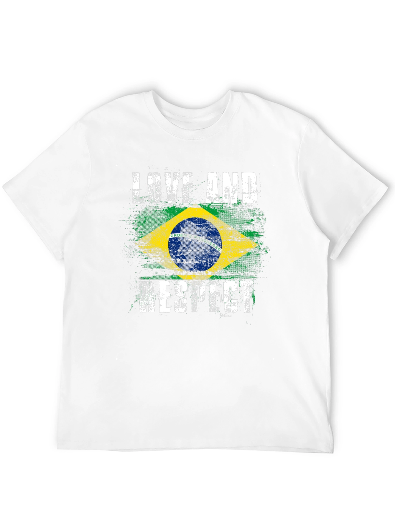 Black Brazil Flag Love and Respect T-Shirt view 12