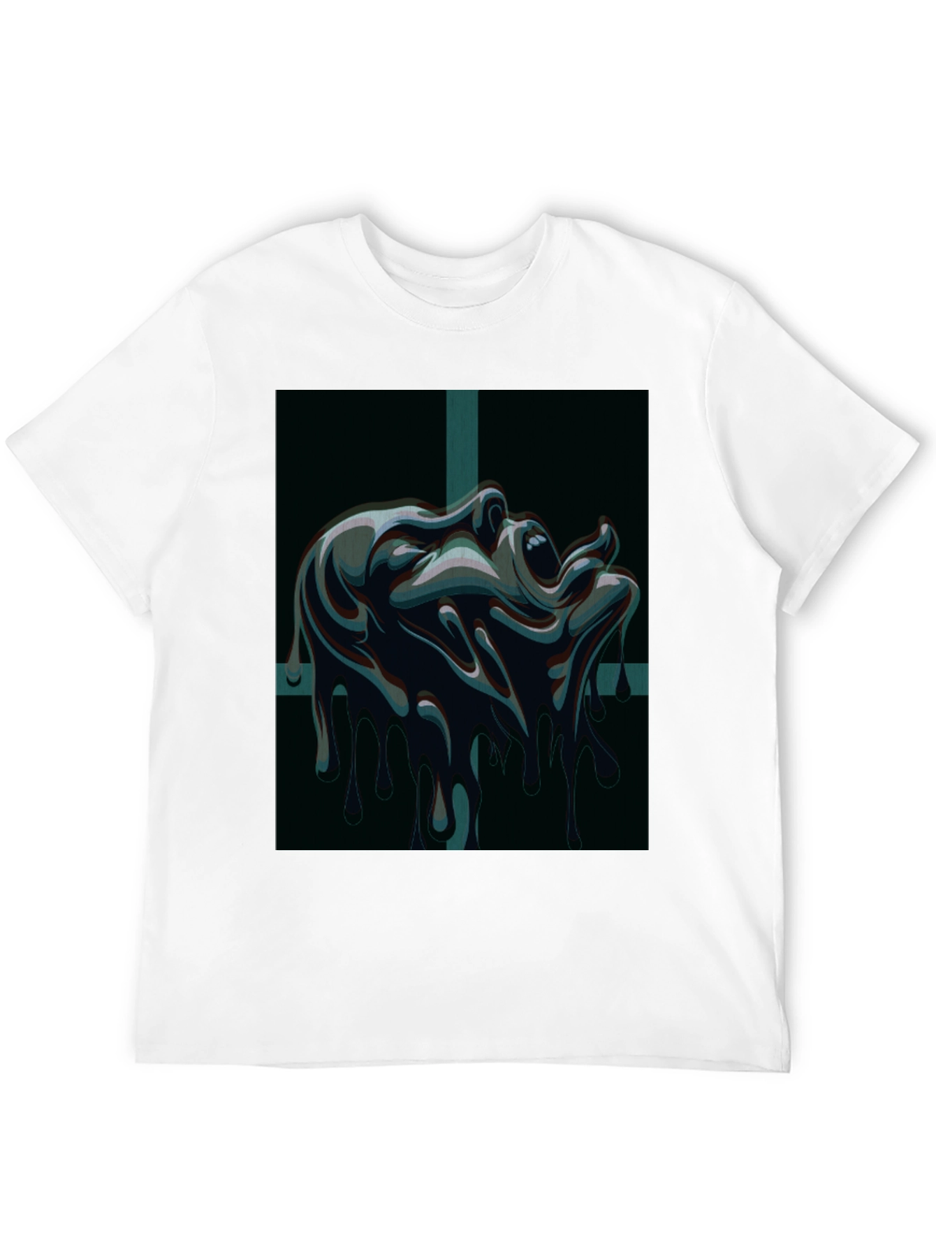 Black Melting Face Graphic Tee - Dark & Edgy Design view 12
