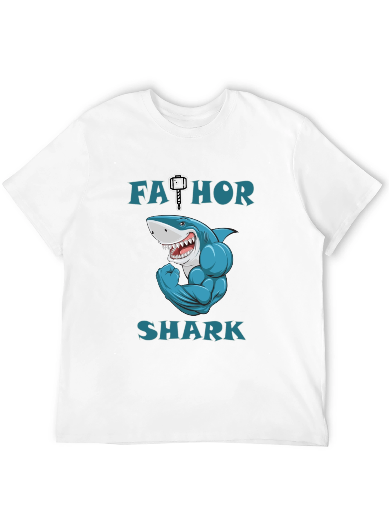 Black Fathor Shark Men's Graphic T-Shirt - Funny Father's Day Tee view 12