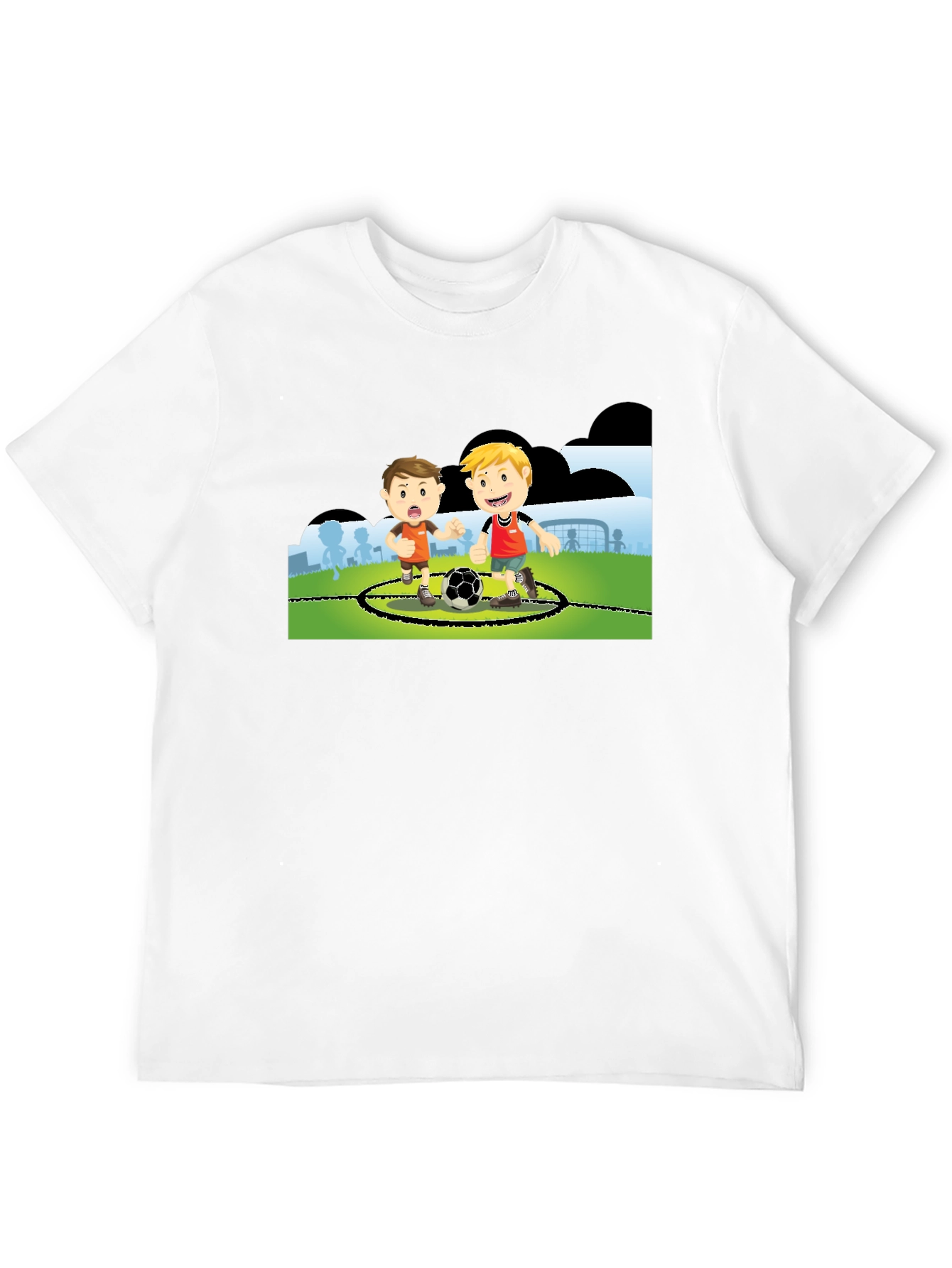 Black Boys Soccer Cartoon Black T-Shirt view 12