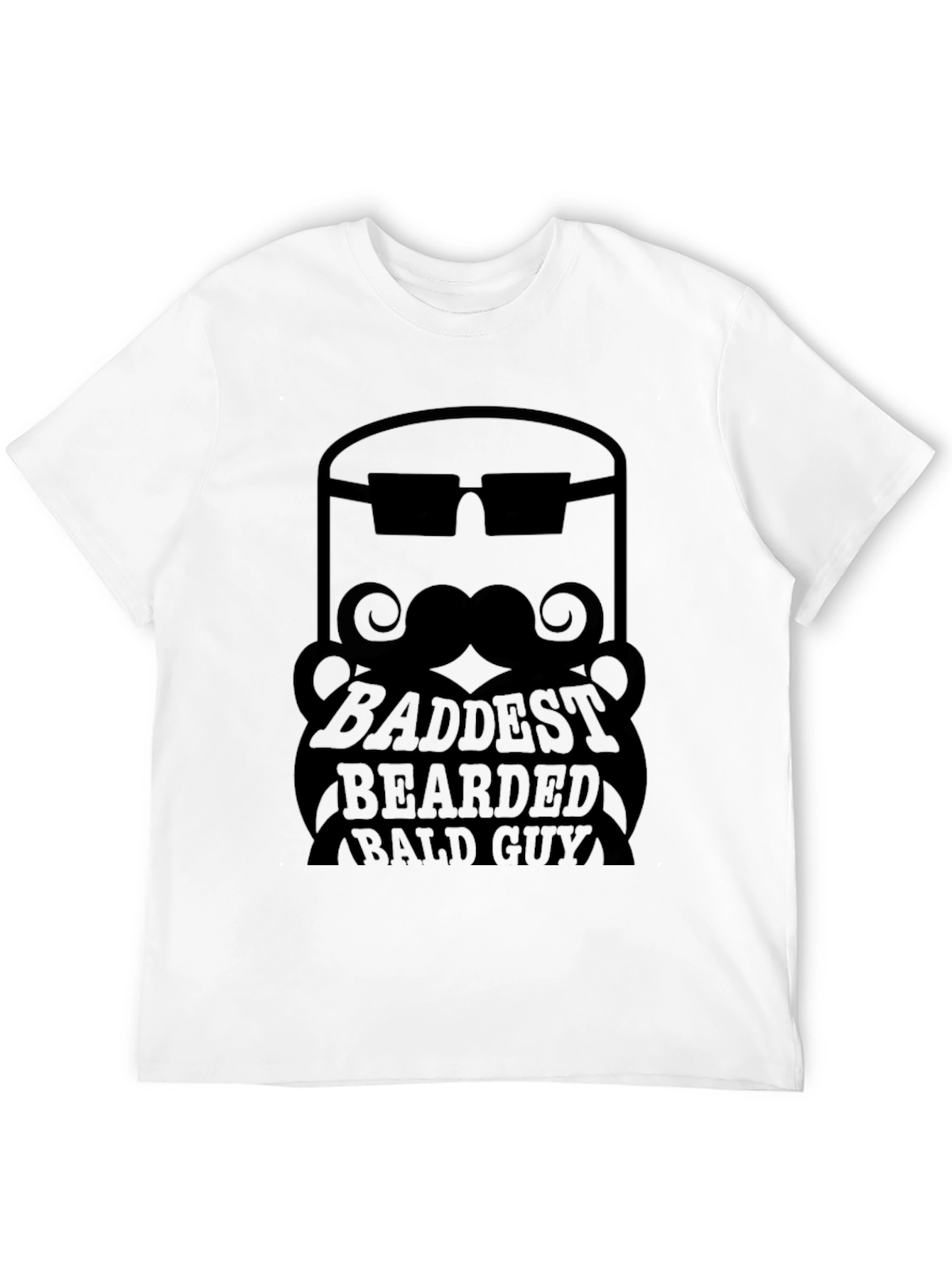 Black Baddest Bearded Bald Guy Black Graphic Tee view 12