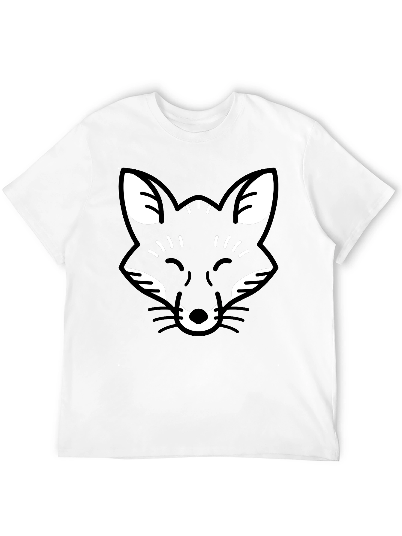 Black Black Fox Face Graphic Tee - Casual Crew Neck T-Shirt view 12