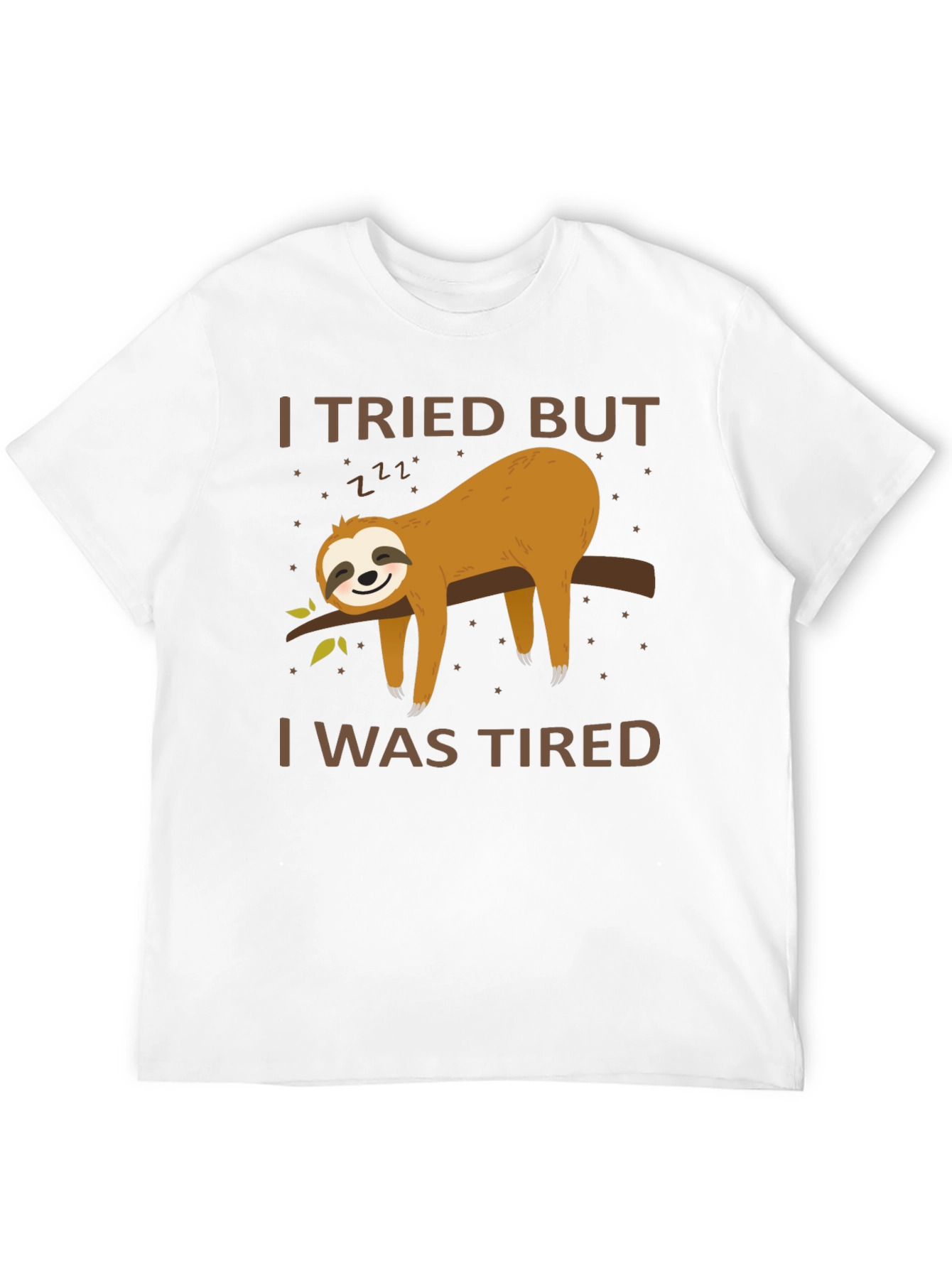 Black I Tried But I Was Tired Sloth T-Shirt view 12