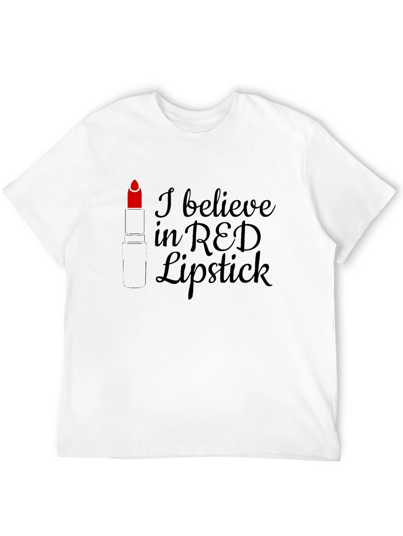 Black Red Lipstick Believer Tee - Stylish Graphic T-Shirt view 12
