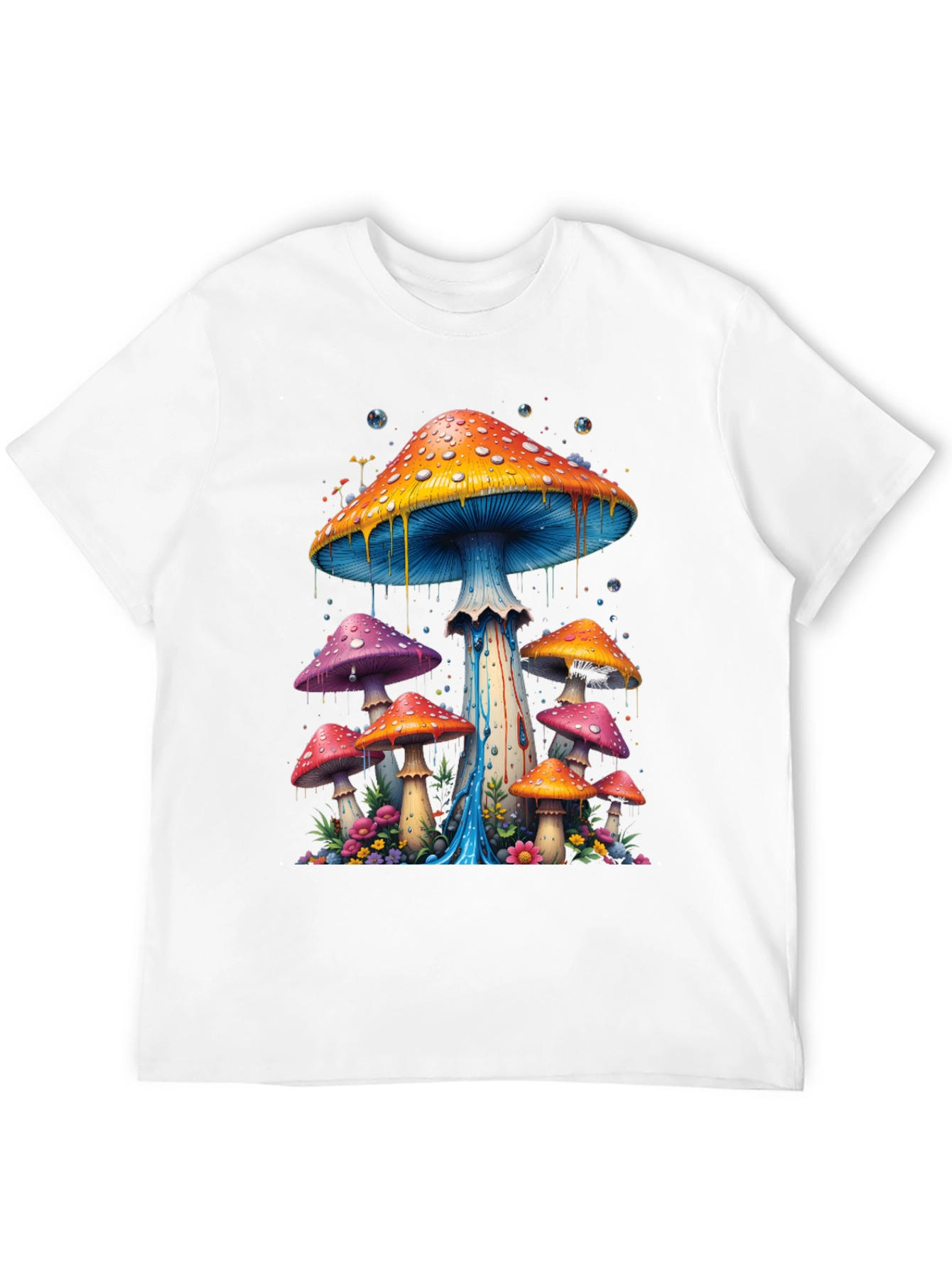 Black Psychedelic Mushroom Graphic Tee - Black Cotton Blend view 12