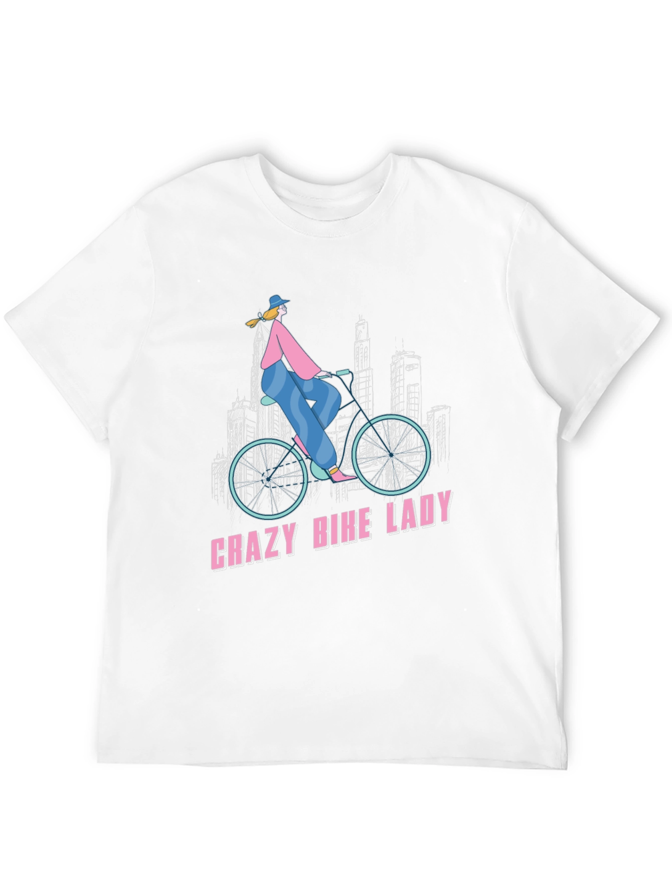 Black Crazy Bike Lady Graphic Tee - Black Cotton T-Shirt view 12