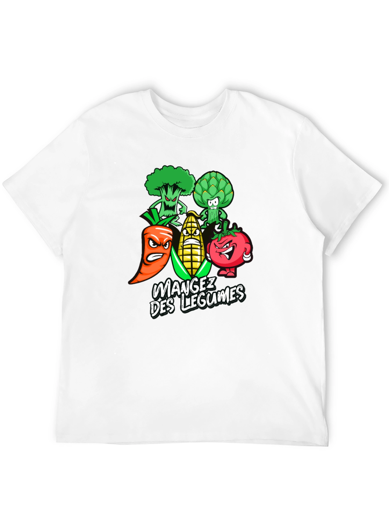 Black Eat Your Vegetables T-Shirt - Funny Cartoon Veggies Tee view 12