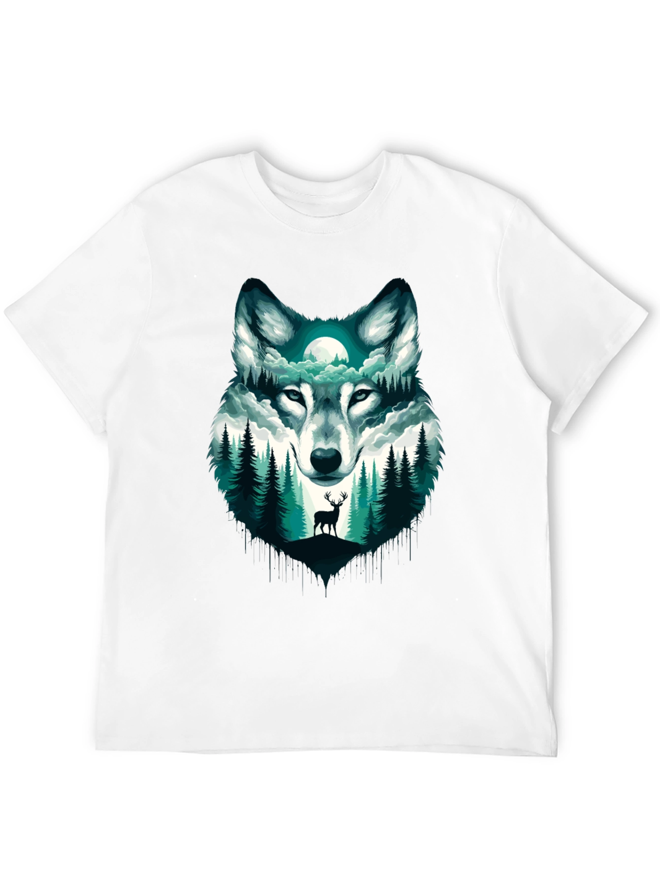 Black Wolf & Forest Graphic Tee - Nature Inspired Design view 12