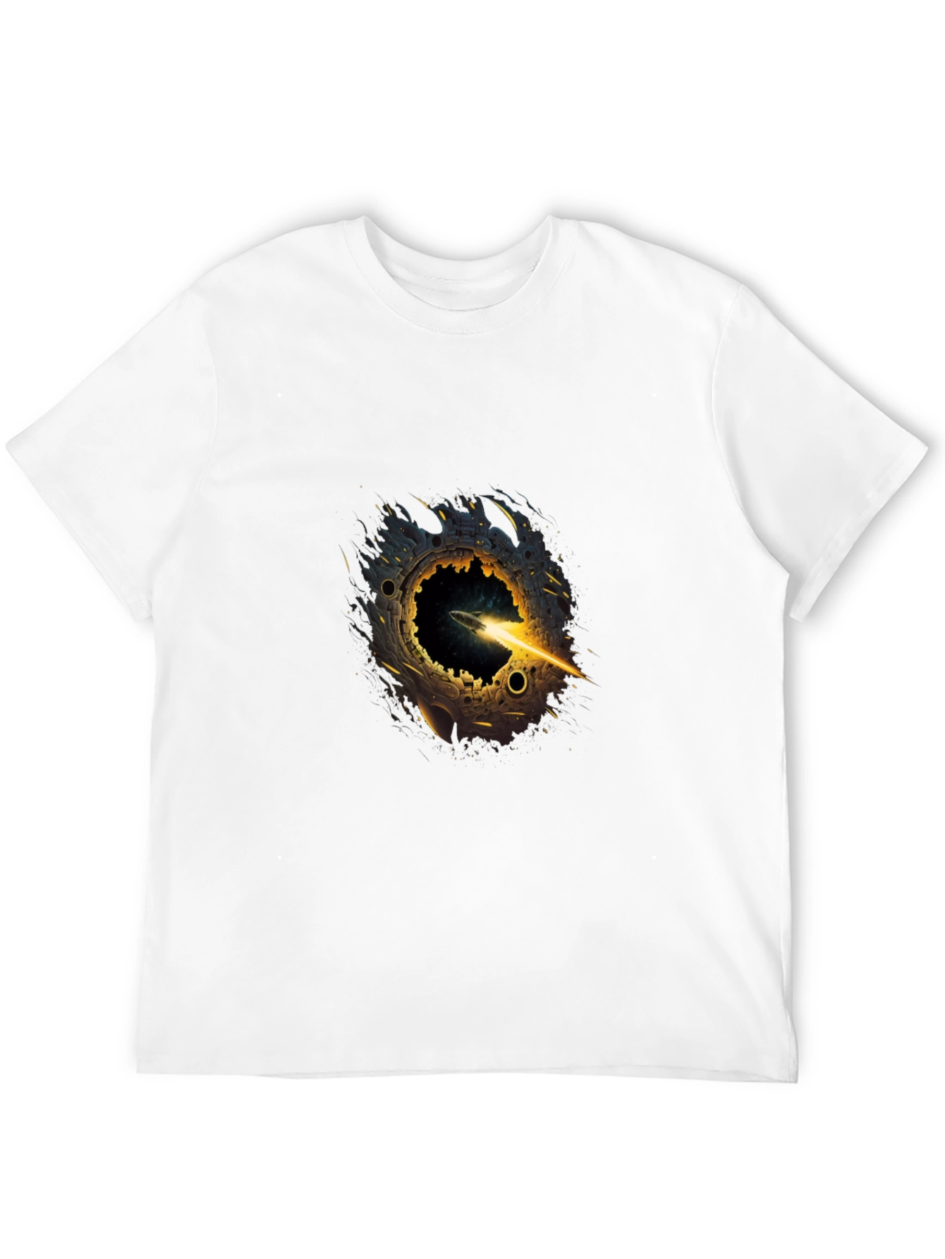 Black Black T-Shirt with Sci-Fi Portal Graphic view 12