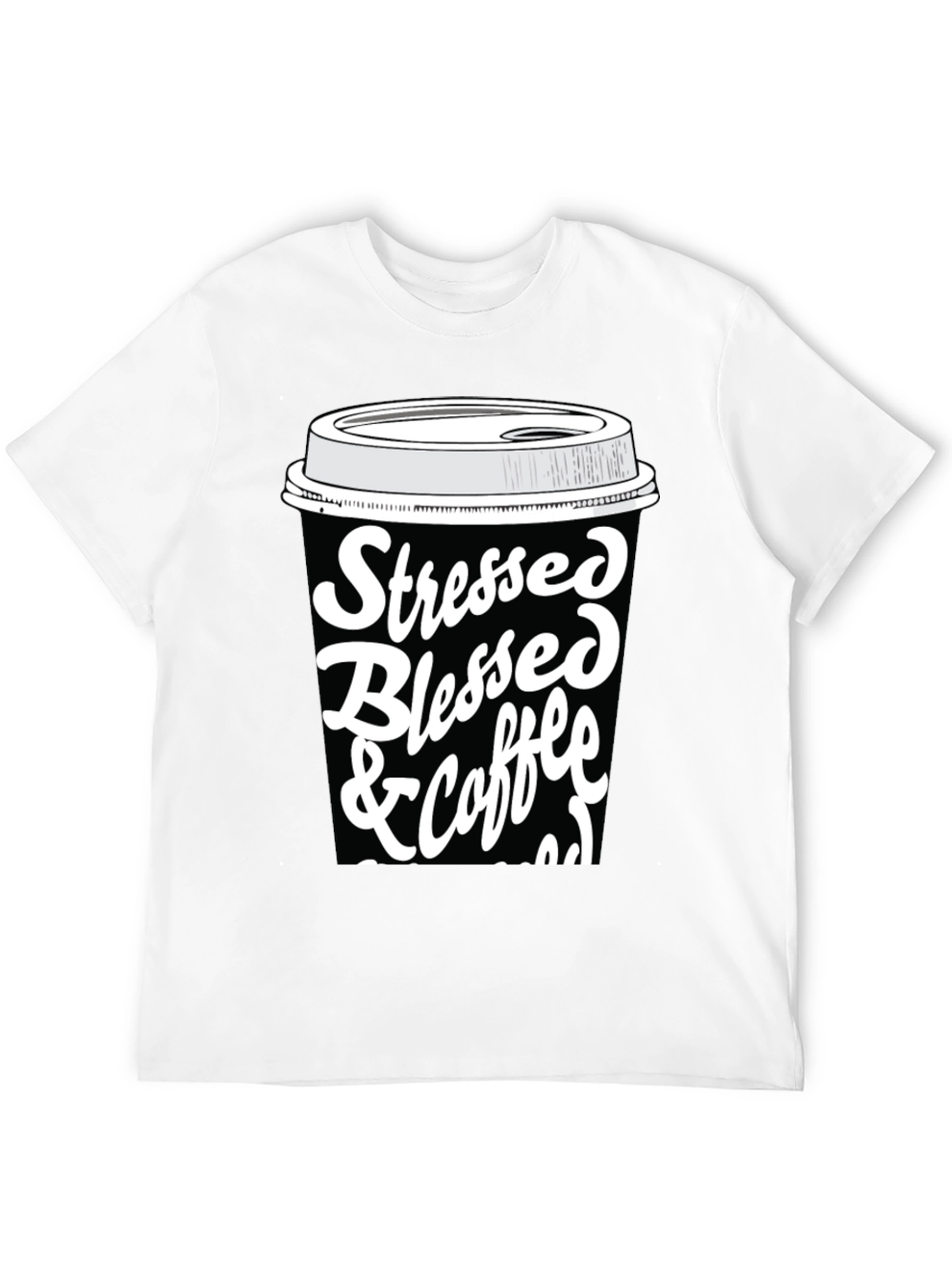 Black Stressed Blessed & Coffee Obsessed T-Shirt view 12