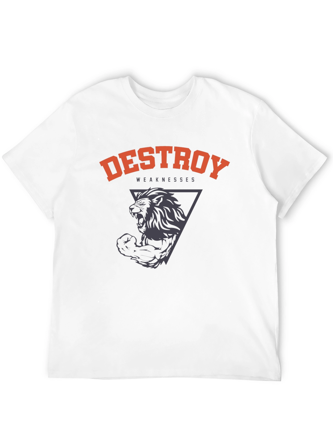 Black Destroy Weaknesses Lion Graphic T-Shirt - Black view 12