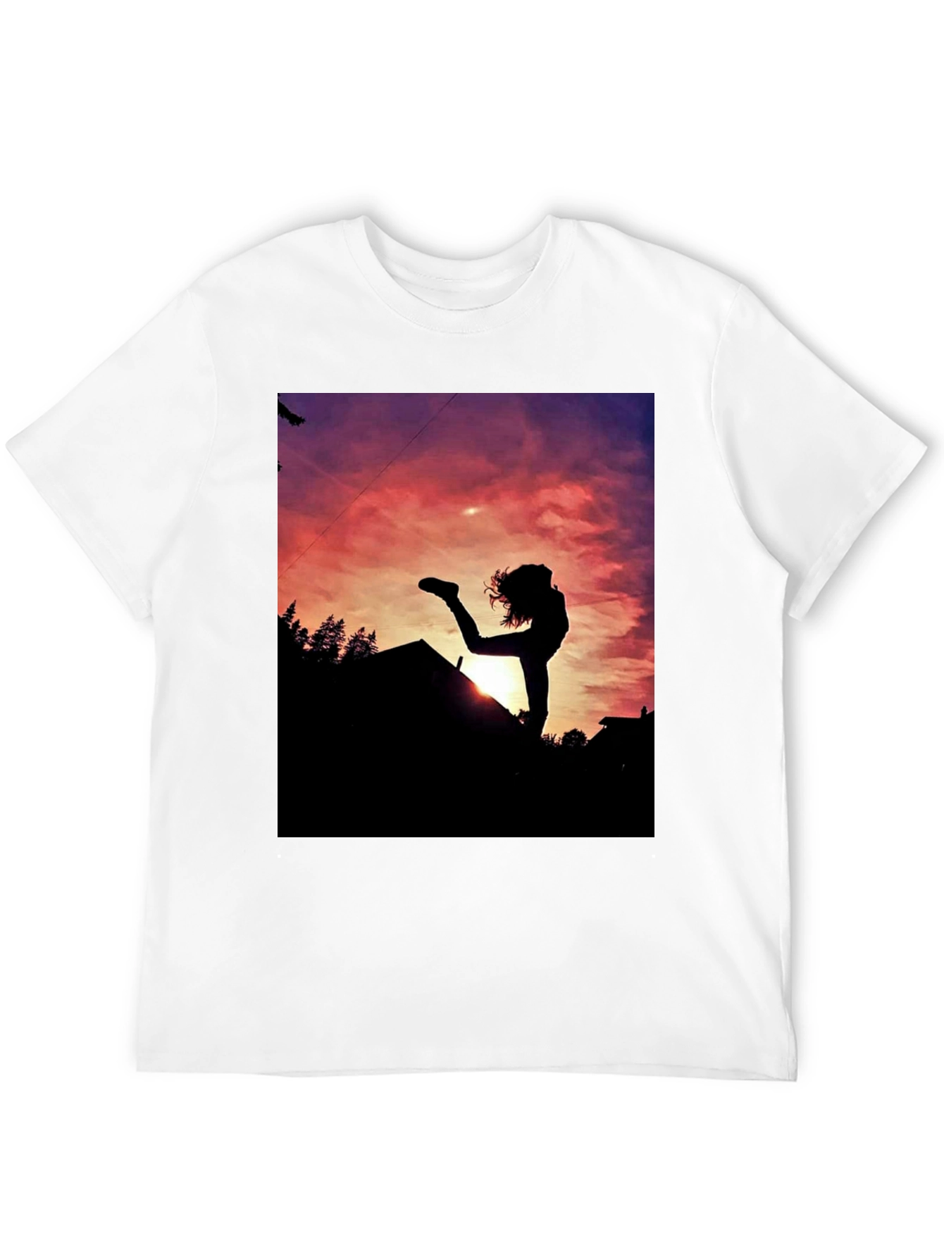 Black Silhouette Sunset Graphic Tee - Black Cotton Blend view 12