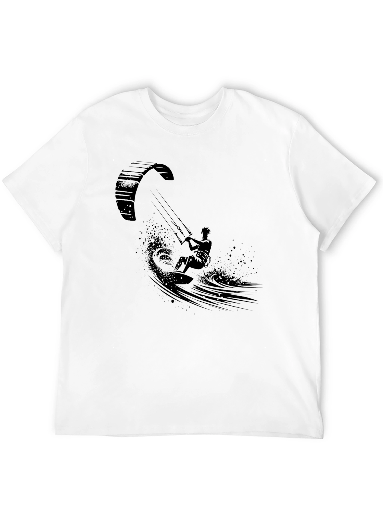 Black Kite Surfing Graphic Tee - Black Cotton T-Shirt view 12