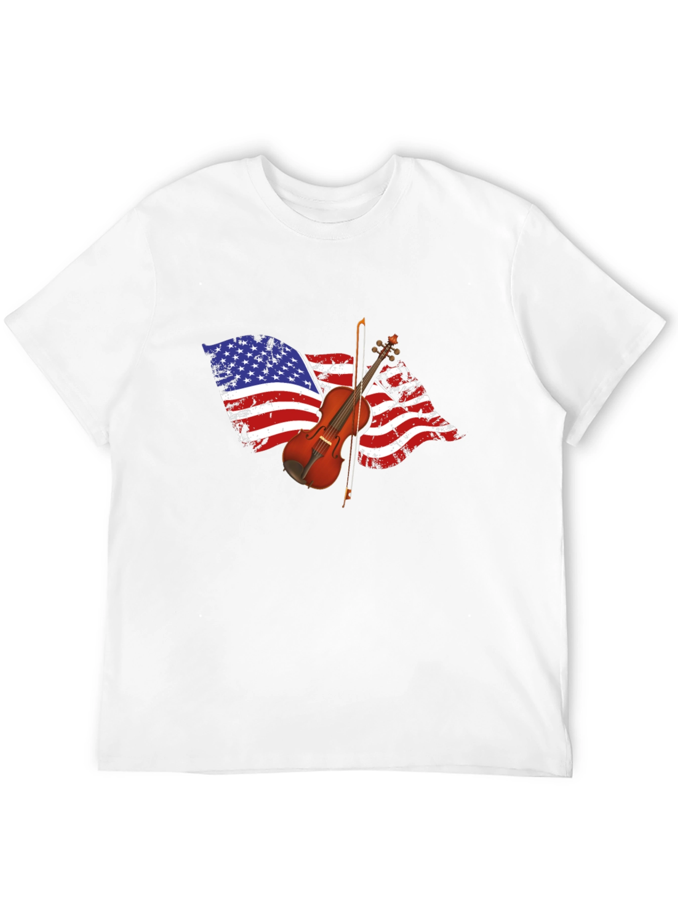 Black American Flag Violin Graphic T-Shirt view 12