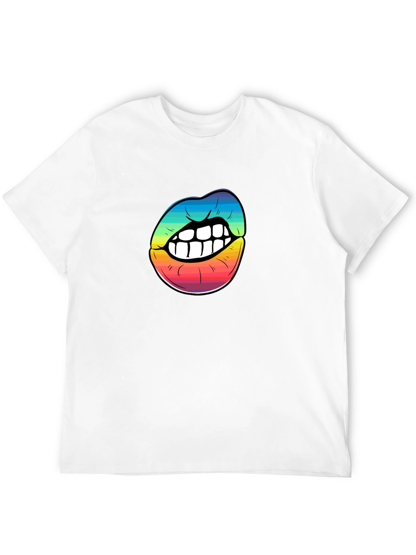 Black Rainbow Lips Graphic Black T-Shirt view 12