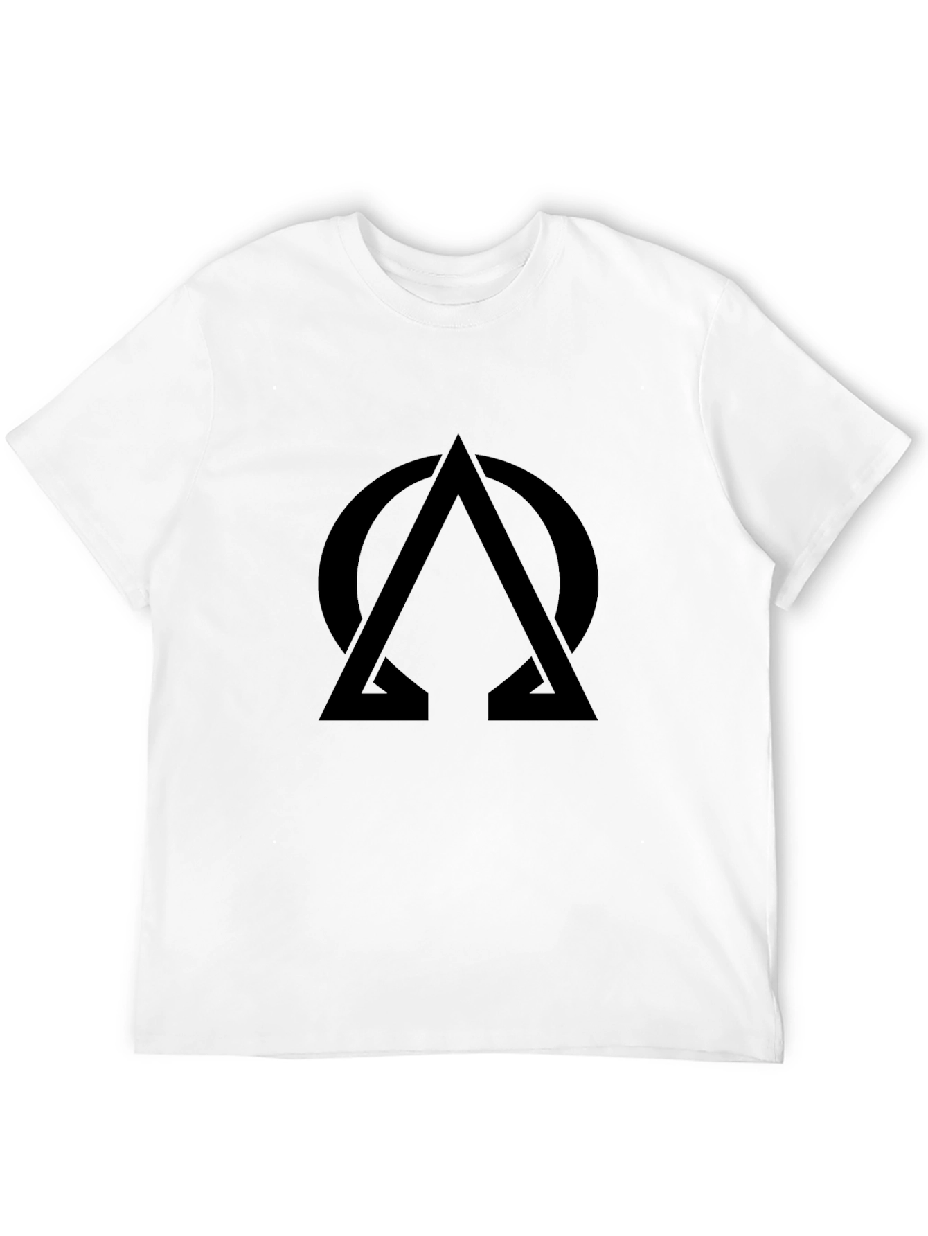 Black Minimalist Black T-Shirt with Geometric Omega Design view 12