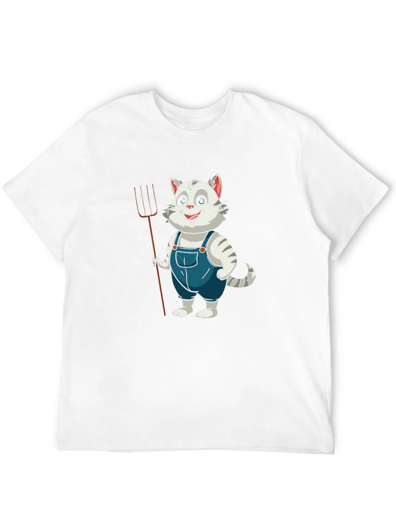 Black Cartoon Cat Farmer Black T-Shirt view 12