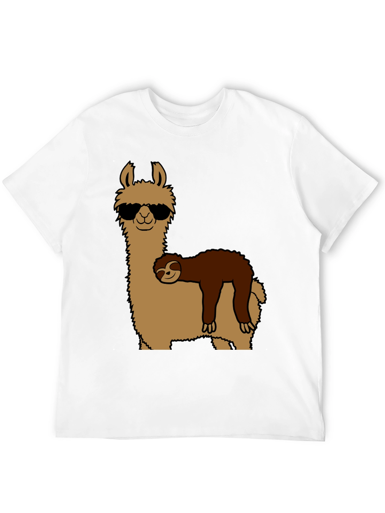 Black Cool Llama & Sloth Graphic T-Shirt view 12