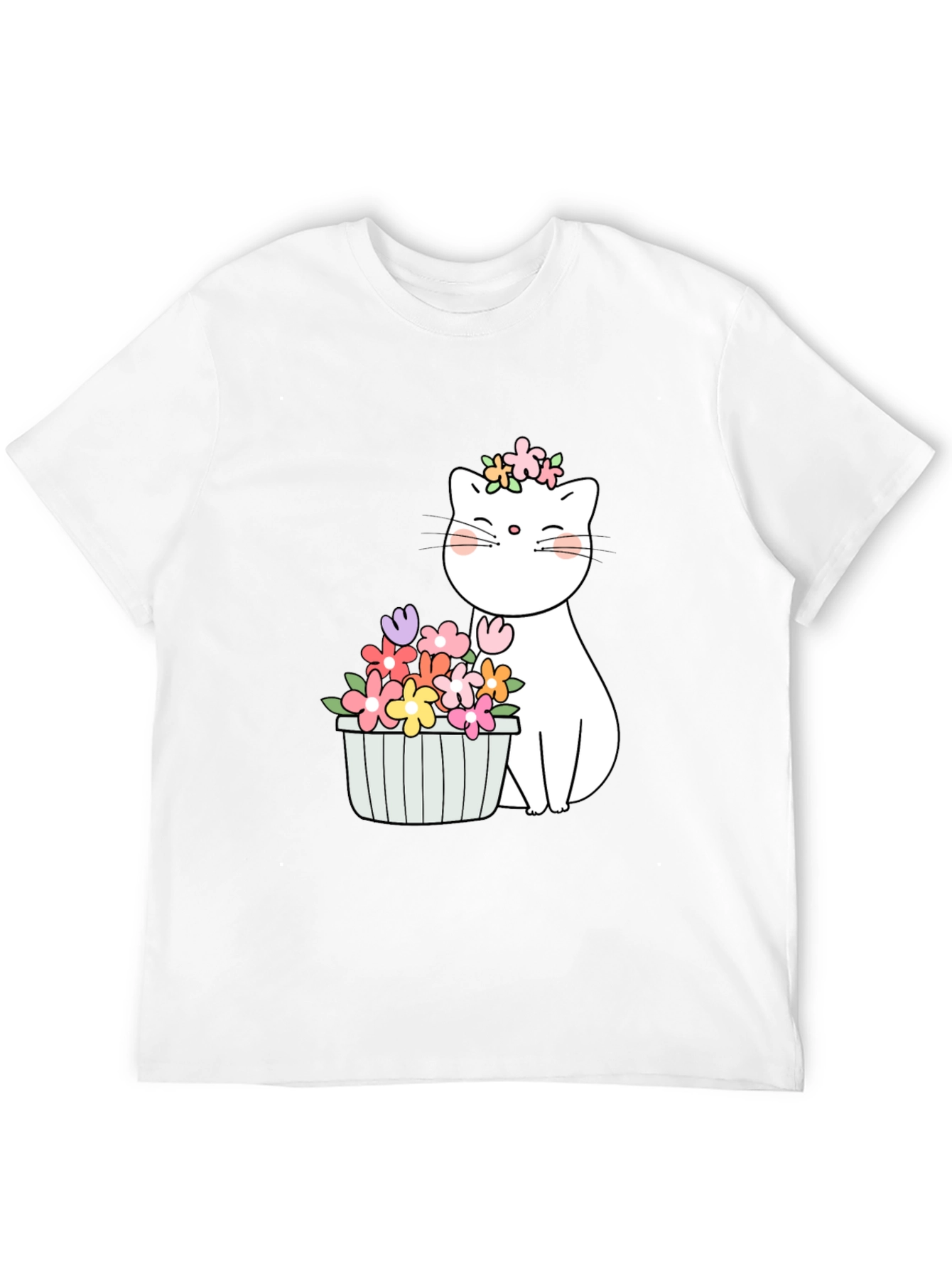Black Floral Cat Graphic T-Shirt view 12