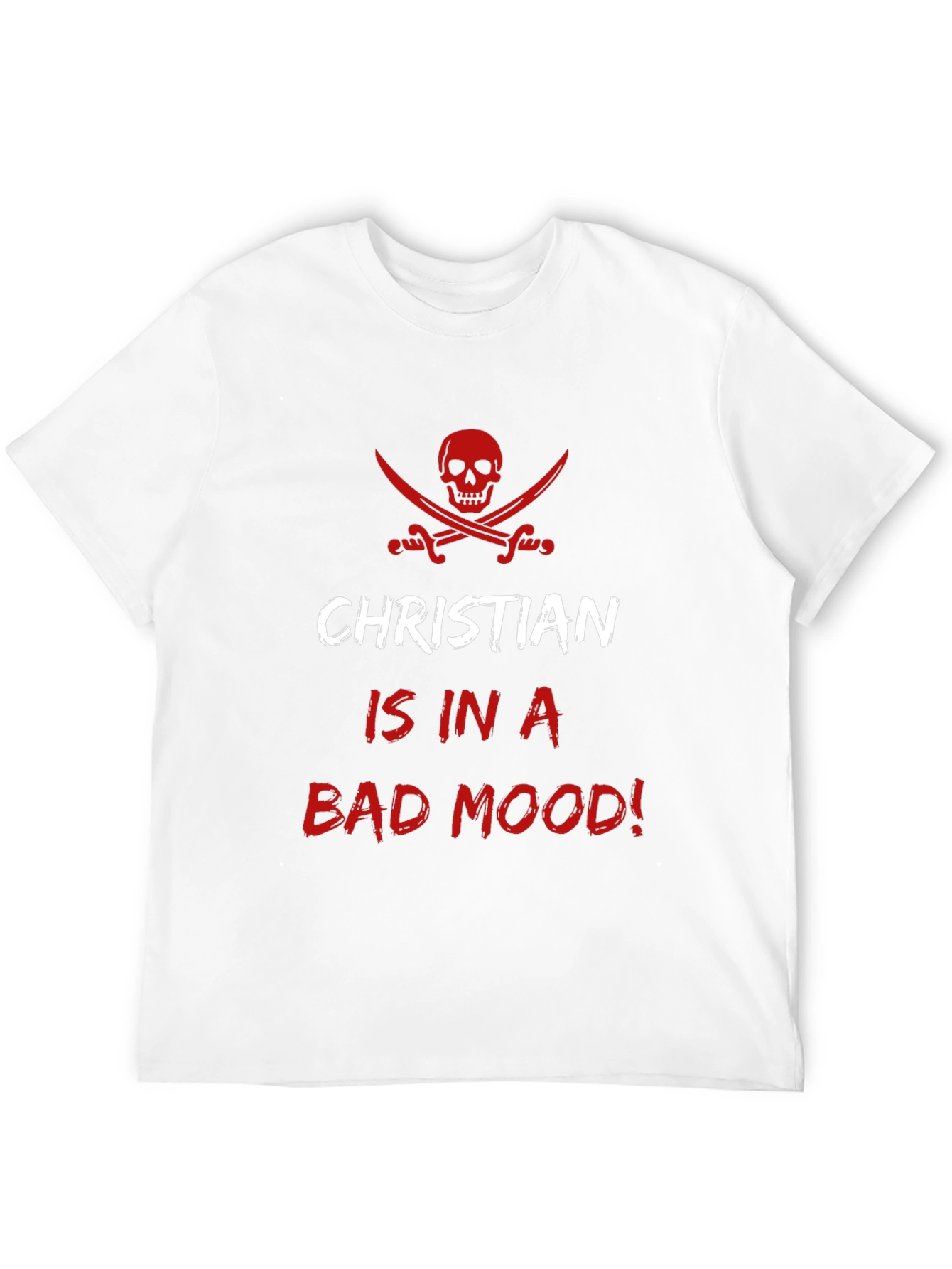 Black Christian Bad Mood T-Shirt - Pirate Skull Design view 12