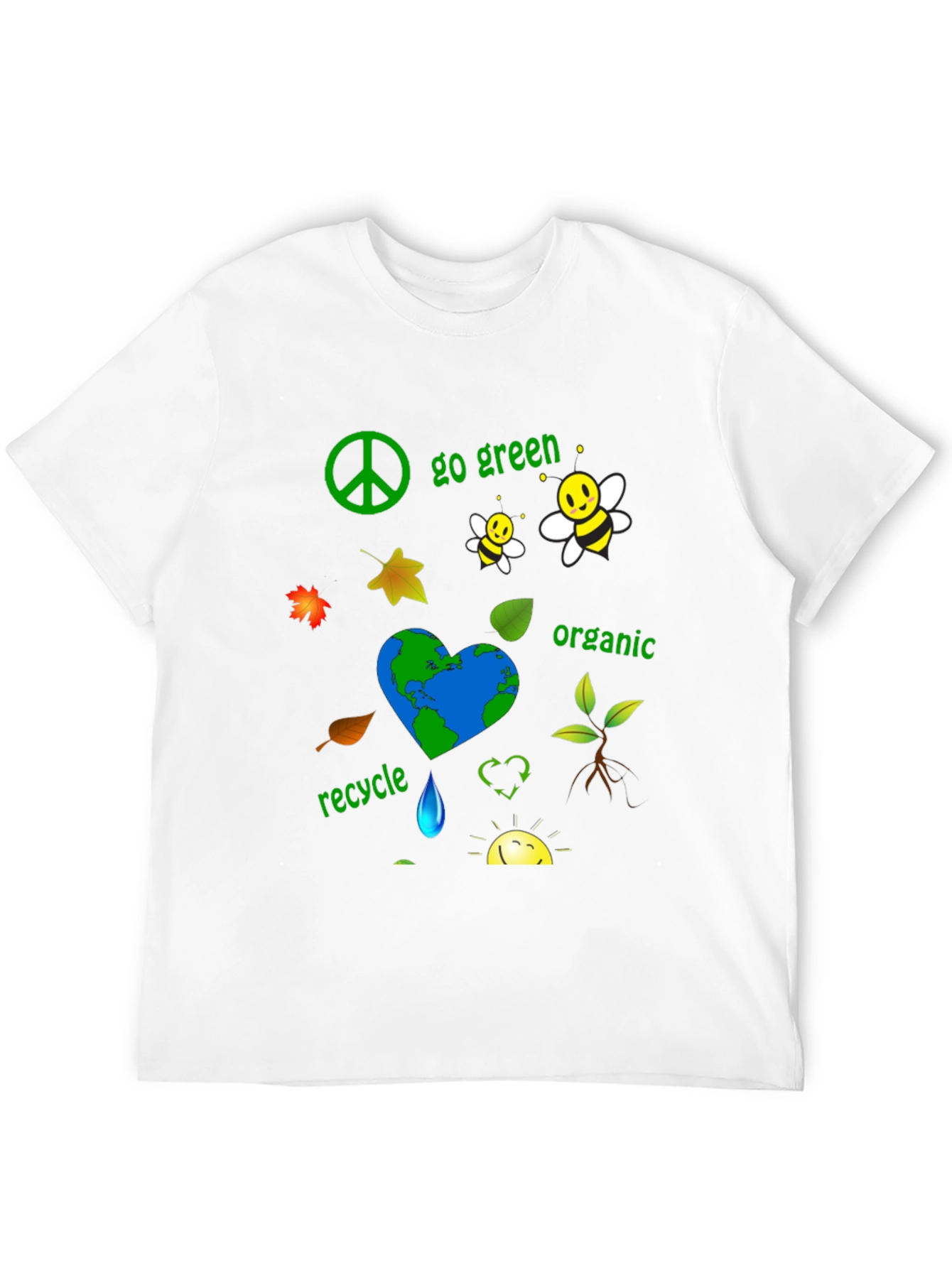Black Eco-Friendly Go Green Organic Graphic T-Shirt view 12