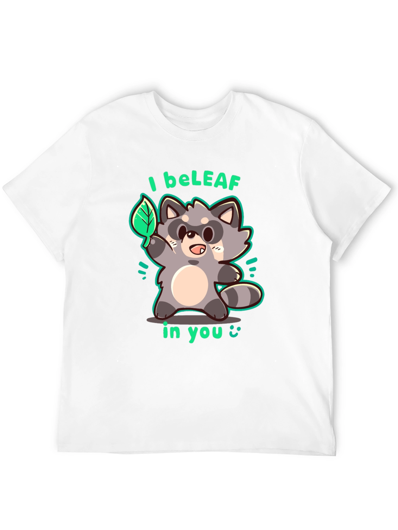 Black I beLEAF in You Raccoon Graphic T-Shirt view 12