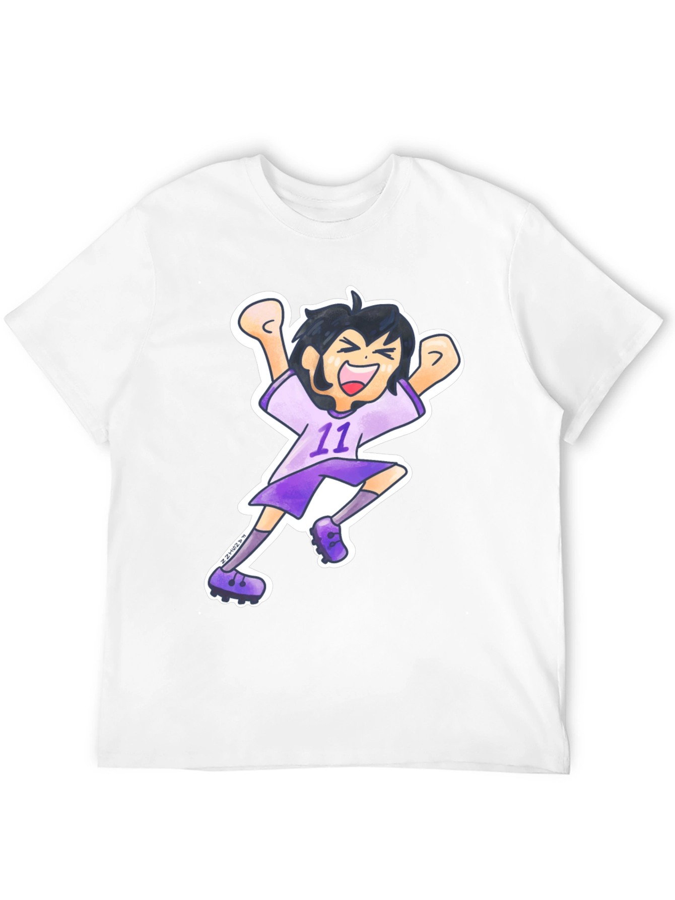 Black Cartoon Soccer Player Graphic Tee view 12