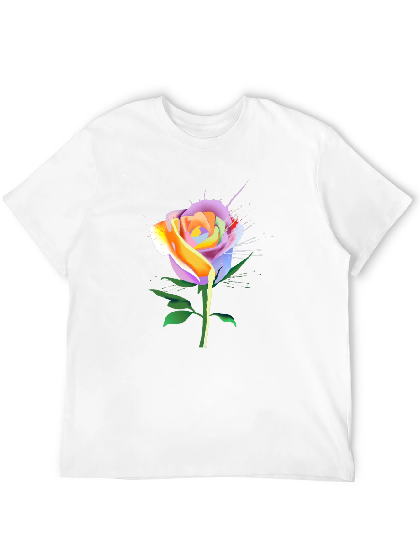 Black Rainbow Rose Graphic Tee - Unique Floral Design view 12